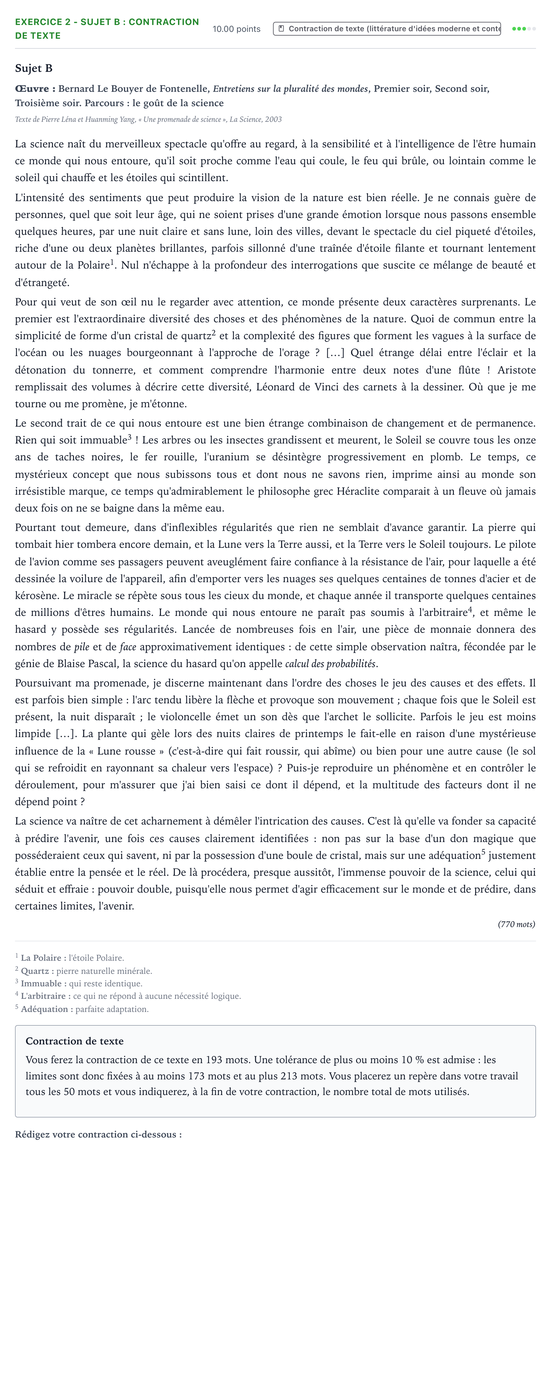 Énoncé: Exercice 2 - Sujet B : Contraction de texte · Bac STMG Français Centres étrangers (Afrique) session normale 2026