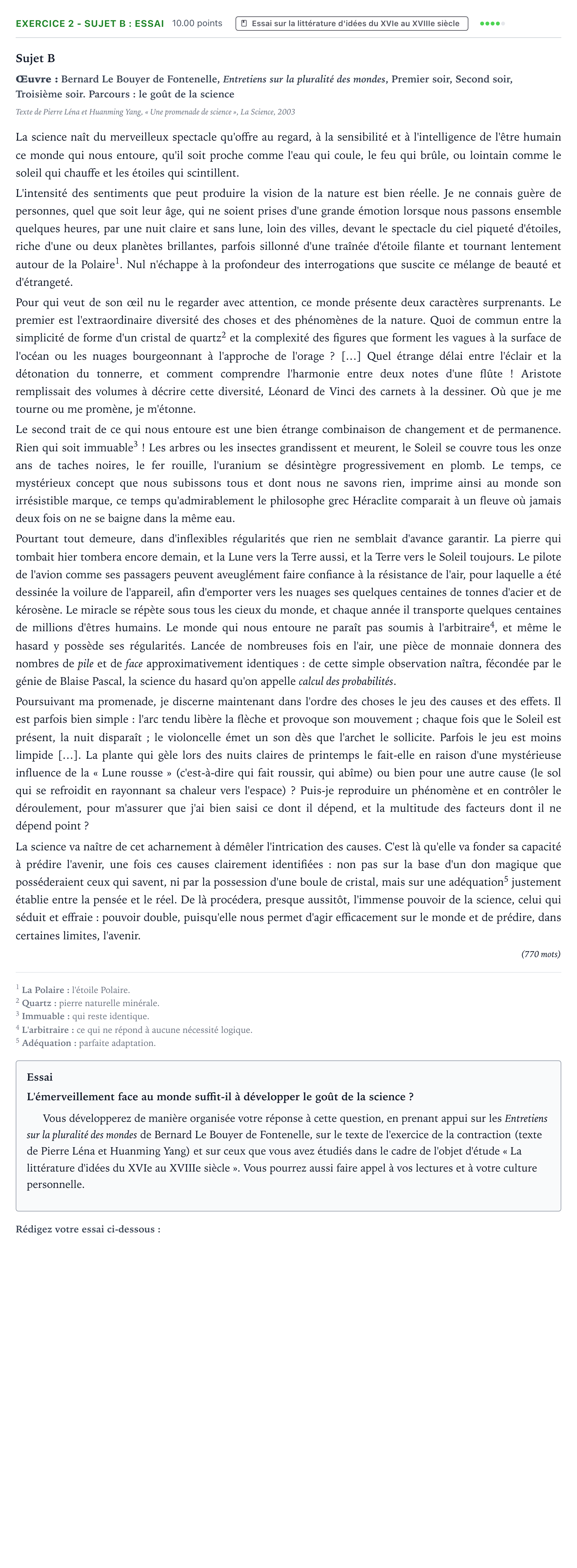 Énoncé: Exercice 2 - Sujet B : Essai · Bac STMG Français Centres étrangers (Afrique) session normale 2026