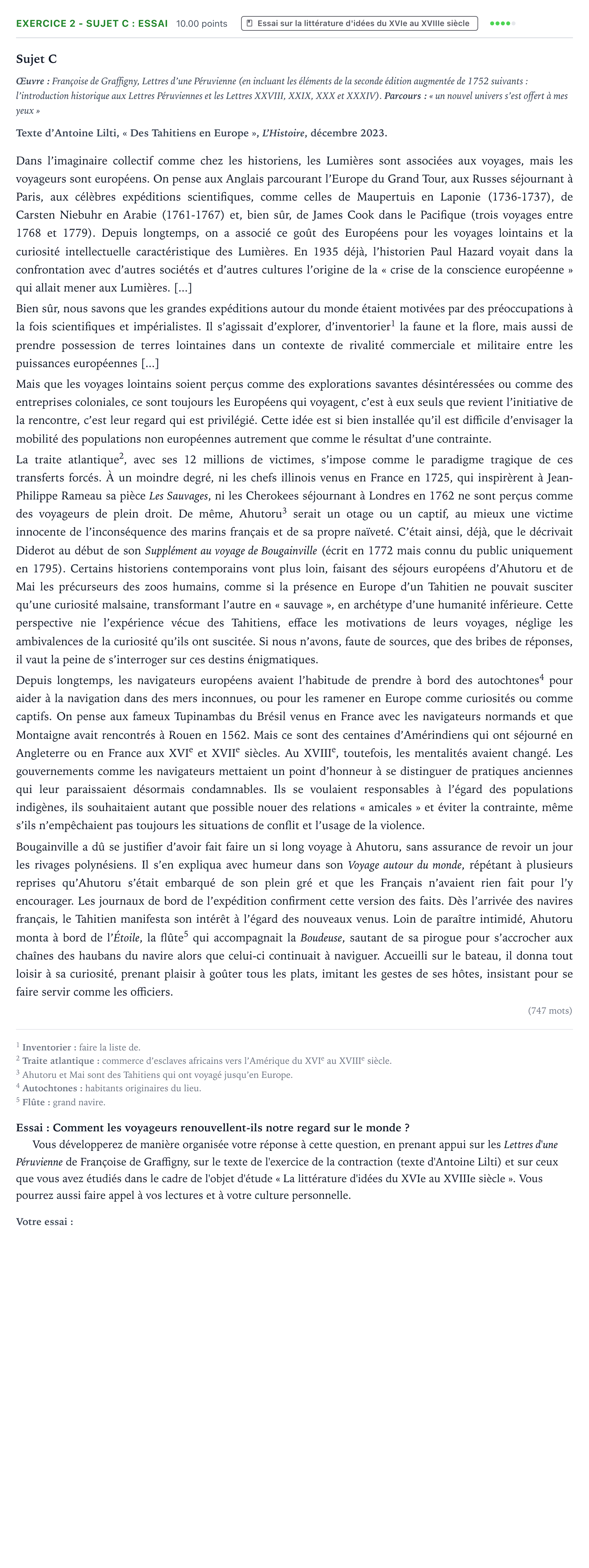 Énoncé: Exercice 2 - Sujet C : Essai · Bac STMG Français Centres étrangers (Afrique) session normale 2026