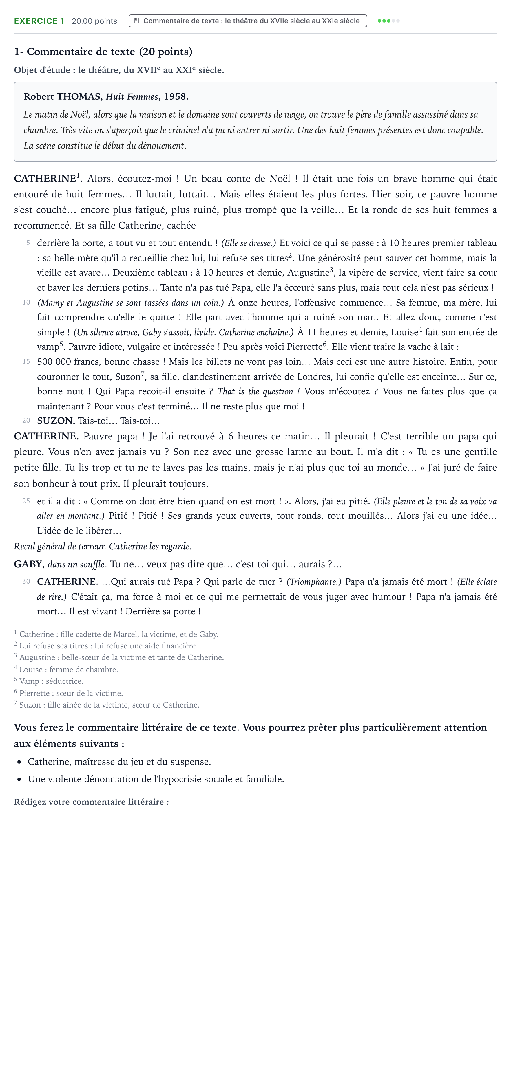 Énoncé: Exercice 1 - Commentaire de texte · Bac STMG Français Polynésie remplacement 2026