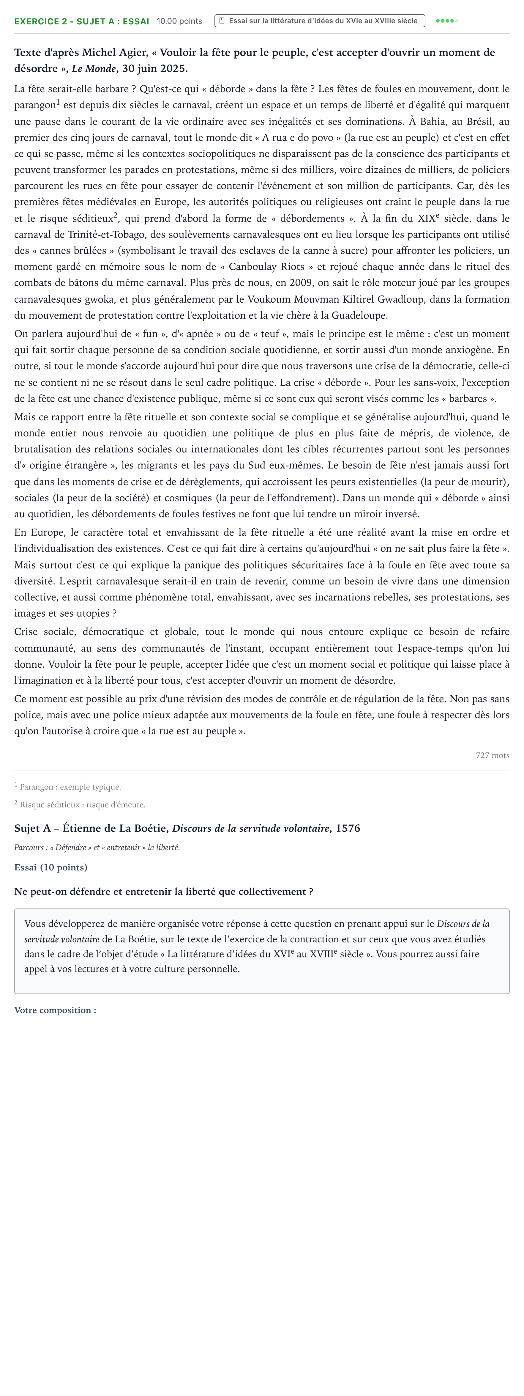 Énoncé: Exercice 2 - Sujet A : Essai · Bac STMG Français Polynésie remplacement 2026