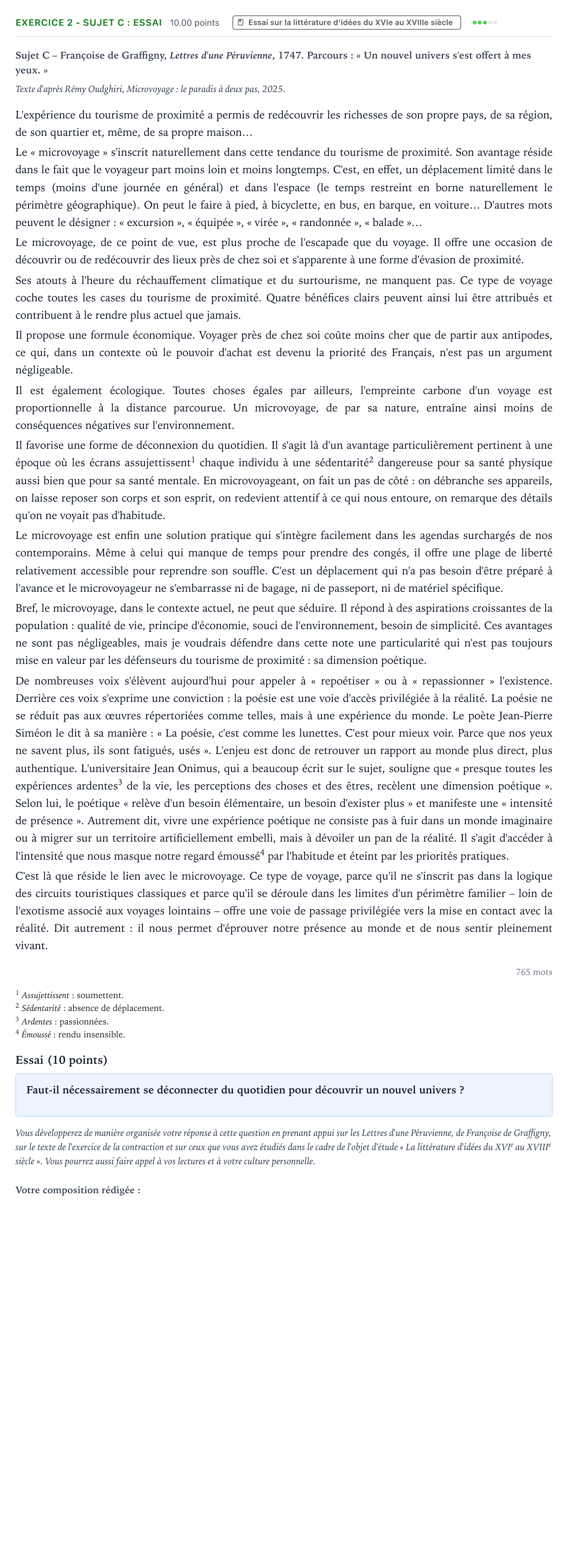 Énoncé: Exercice 2 - Sujet C : Essai · Bac STMG Français Polynésie remplacement 2026