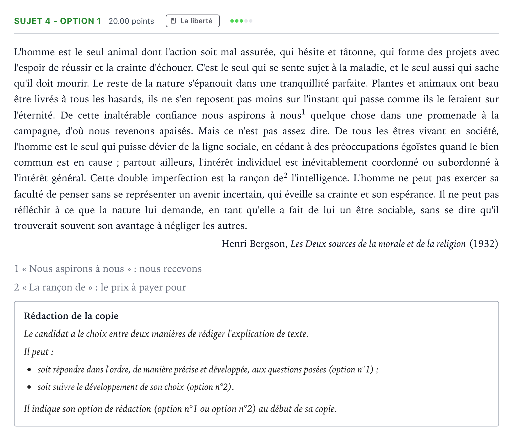 Énoncé: Sujet 4 - Option 1 · Bac STMG Philosophie Centres étrangers (Afrique) session normale 2021