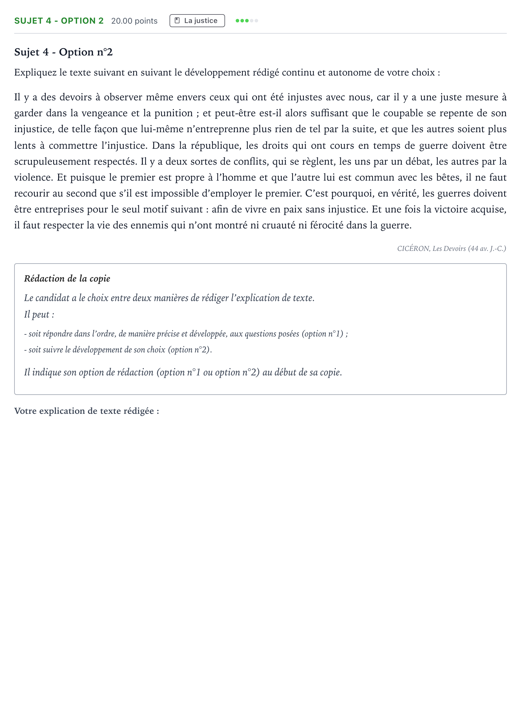 Énoncé: Sujet 4 - Option 2 · Bac STMG Philosophie Polynésie session normale 2021