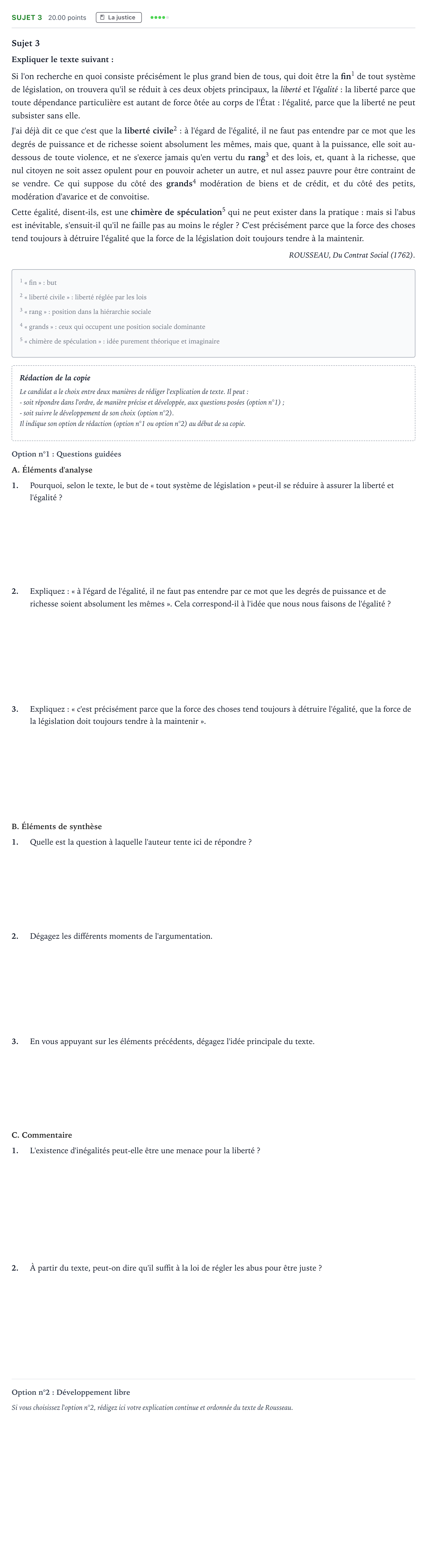 Énoncé: Sujet 3 · Bac STMG Philosophie Asie session normale 2022