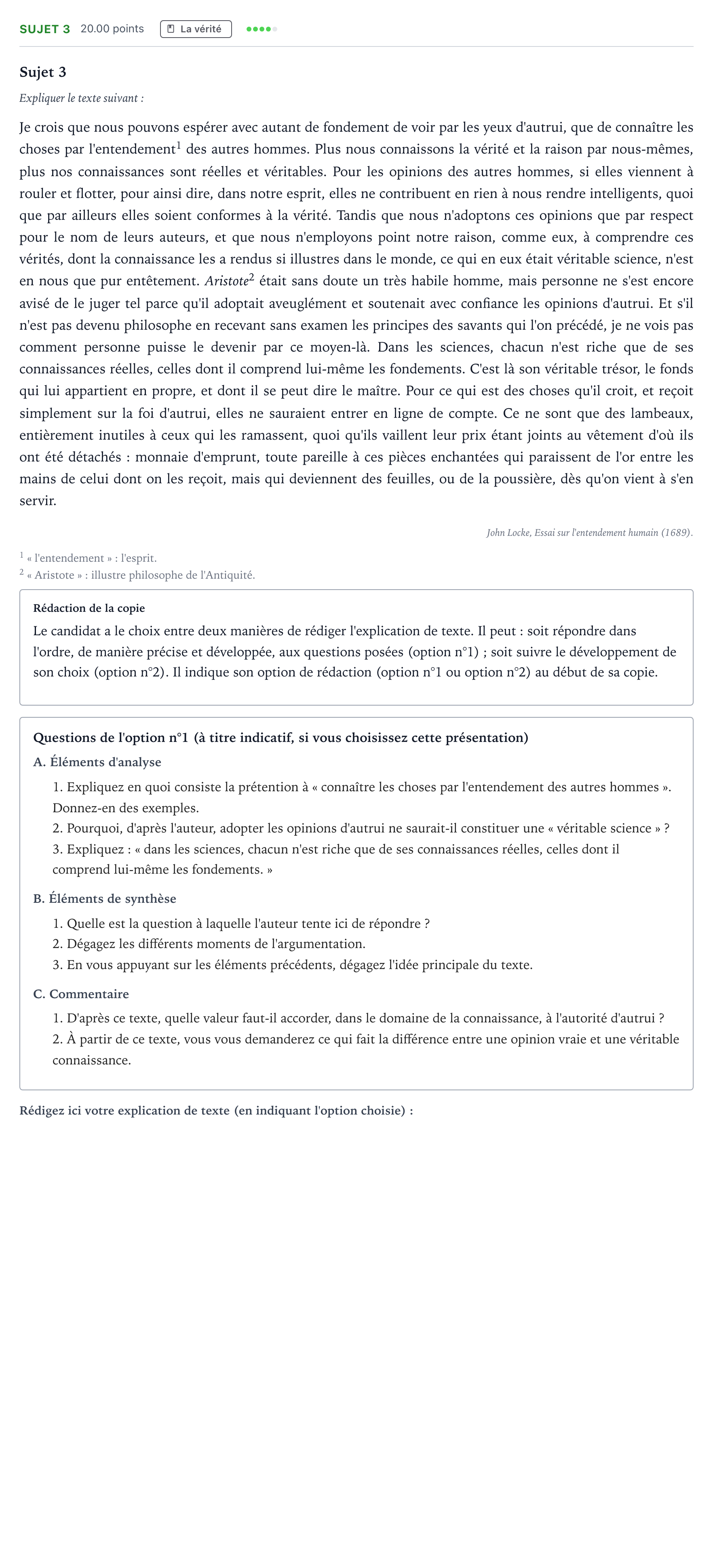 Énoncé: Sujet 3 · Bac STMG Philosophie Polynésie remplacement 2022