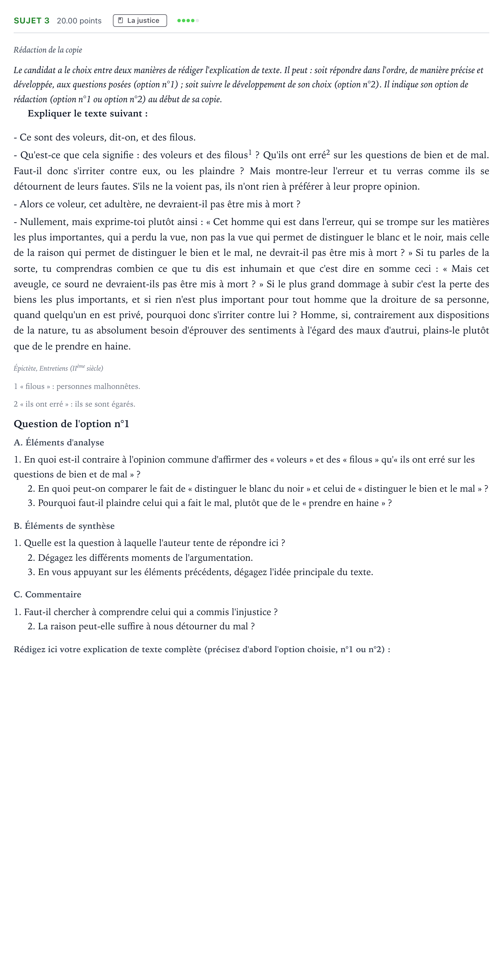 Énoncé: Sujet 3 · Bac STMG Philosophie Antilles-Guyane session normale 2023
