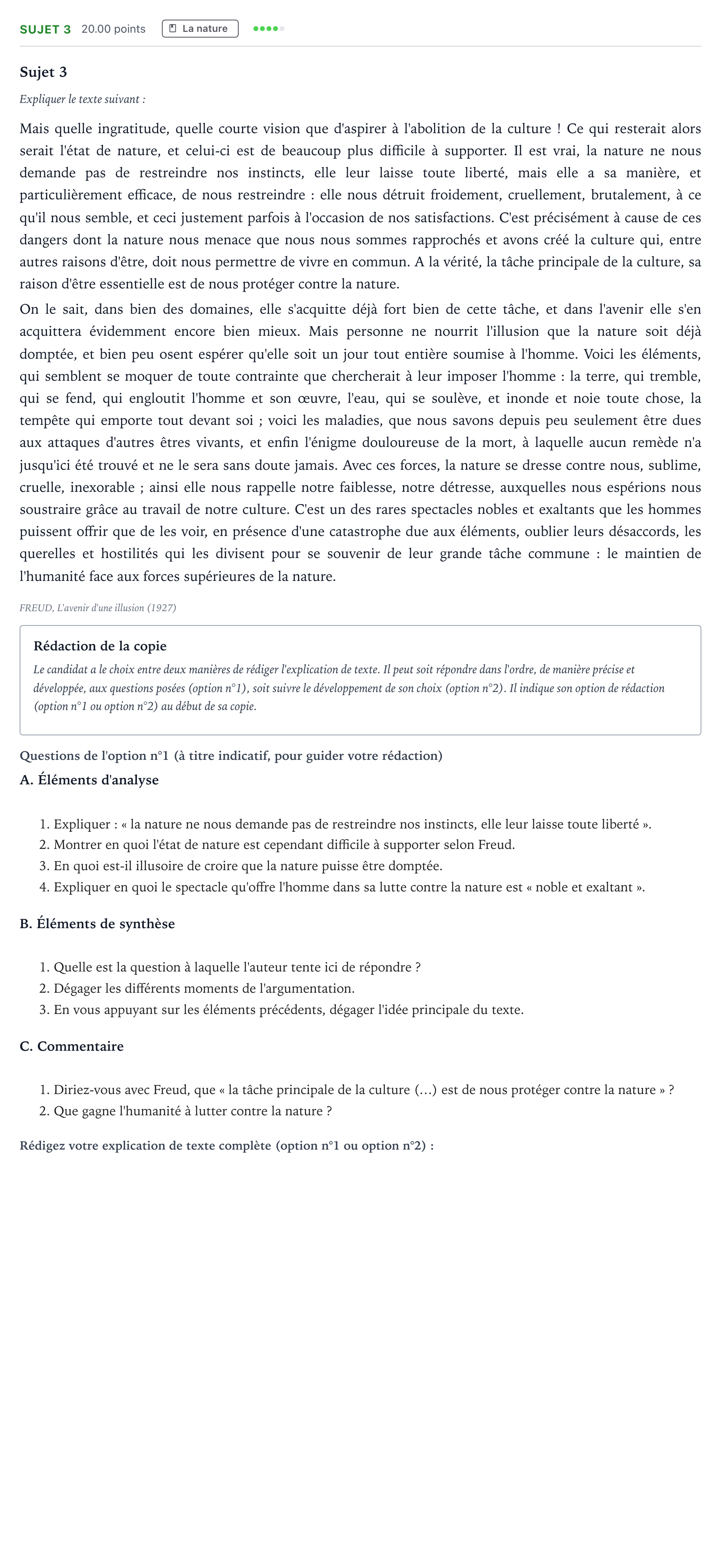 Énoncé: Sujet 3 · Bac STMG Philosophie Centres étrangers (Afrique) session normale 2023