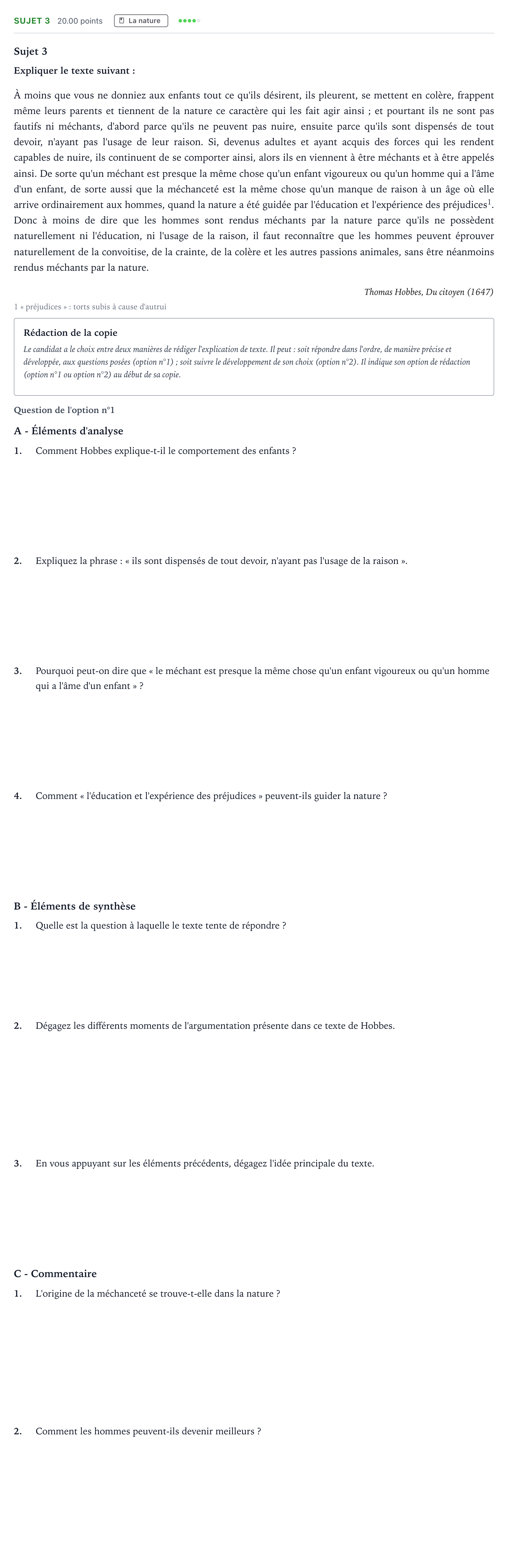 Énoncé: Sujet 3 · Bac STMG Philosophie Polynésie session normale 2023