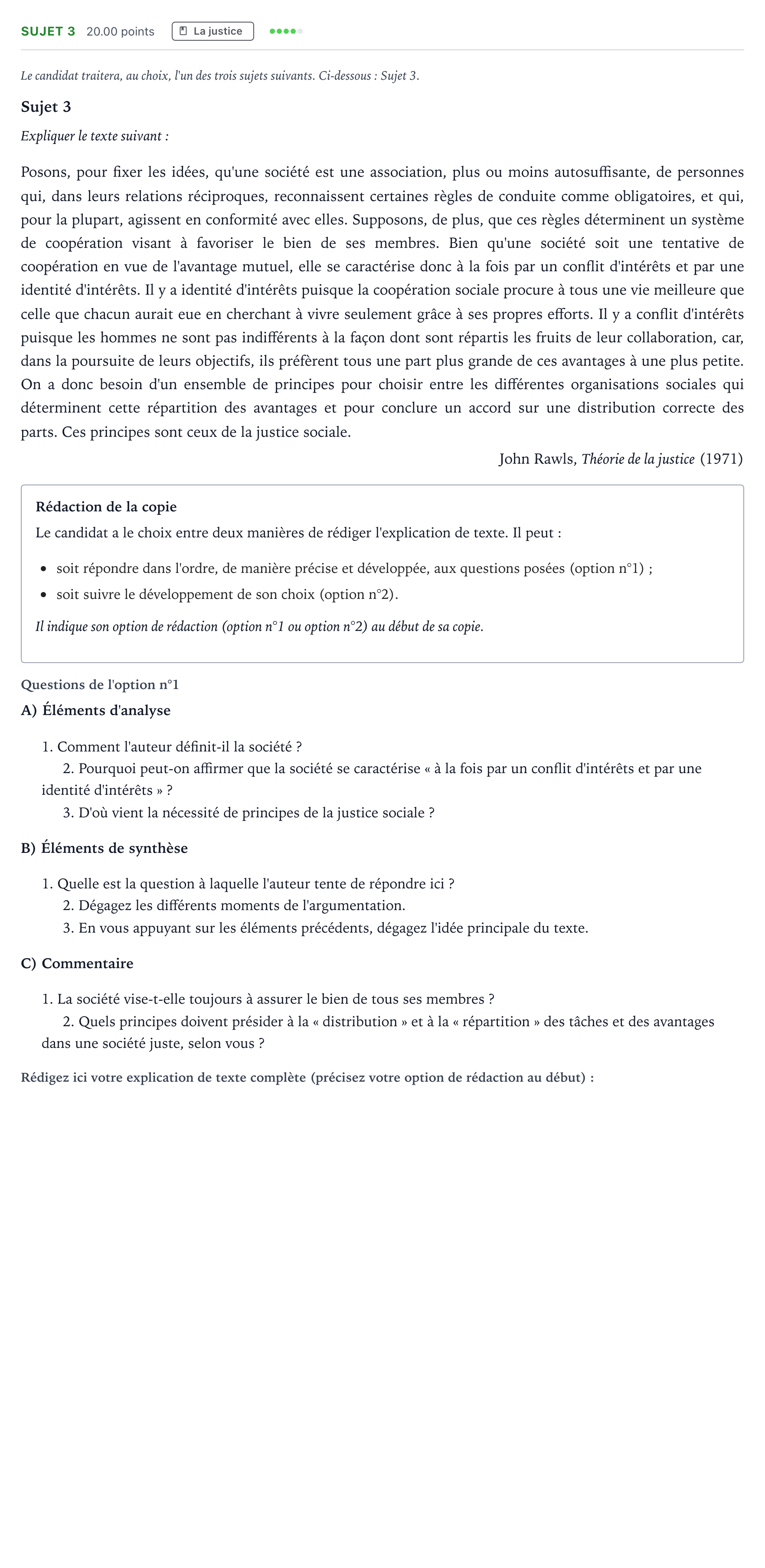 Énoncé: Sujet 3 · Bac STMG Philosophie Antilles-Guyane session normale 2025
