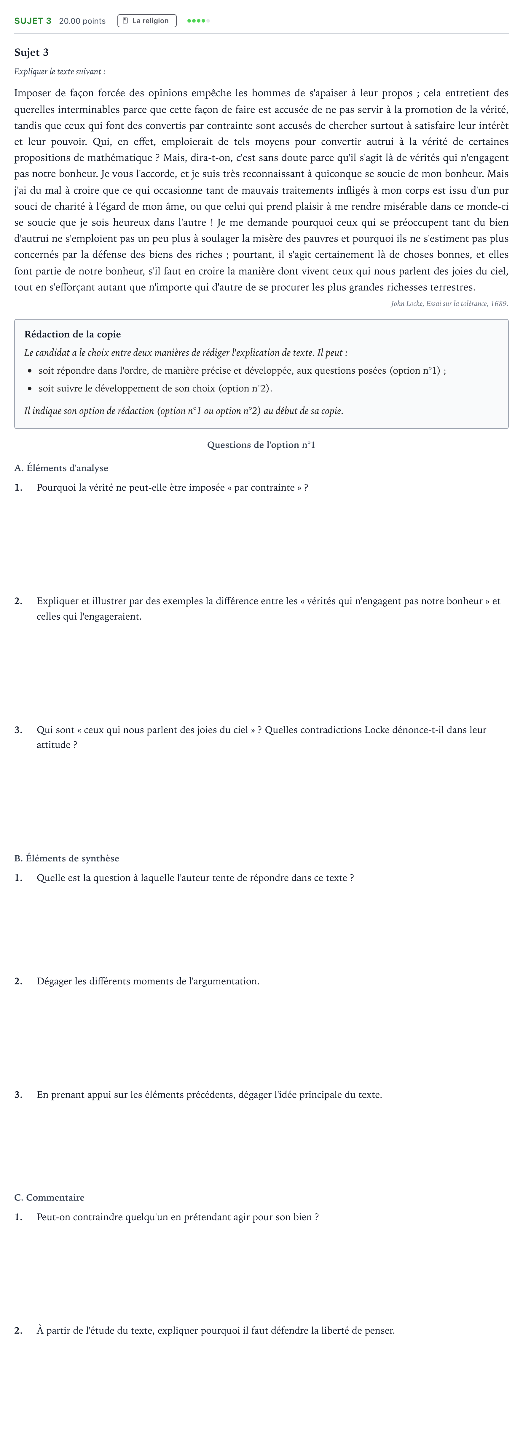 Énoncé: Sujet 3 · Bac STMG Philosophie Métropole remplacement 2025