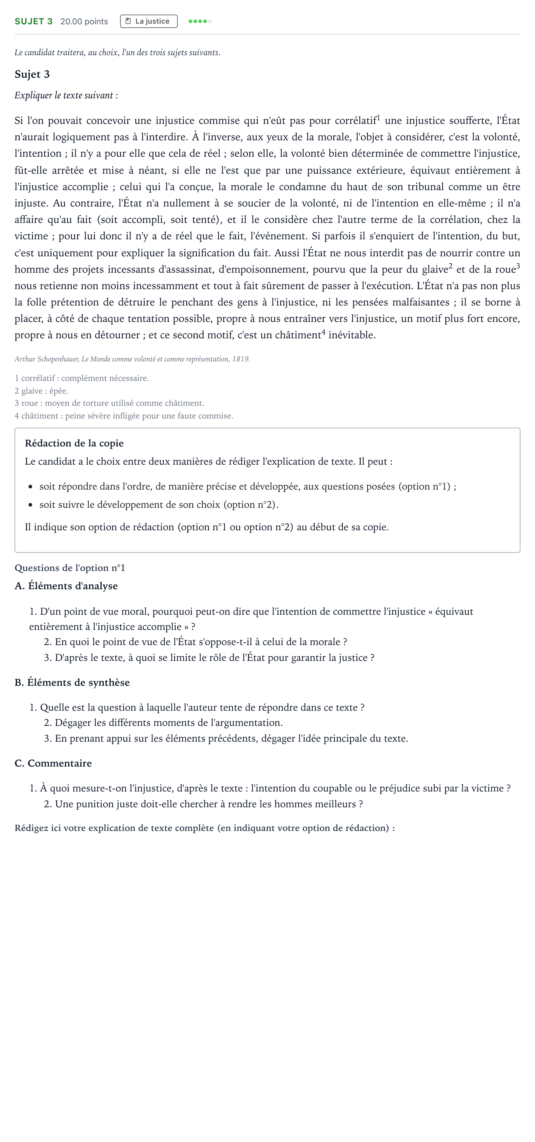 Énoncé: Sujet 3 · Bac STMG Philosophie Nouvelle-Calédonie session normale 2025
