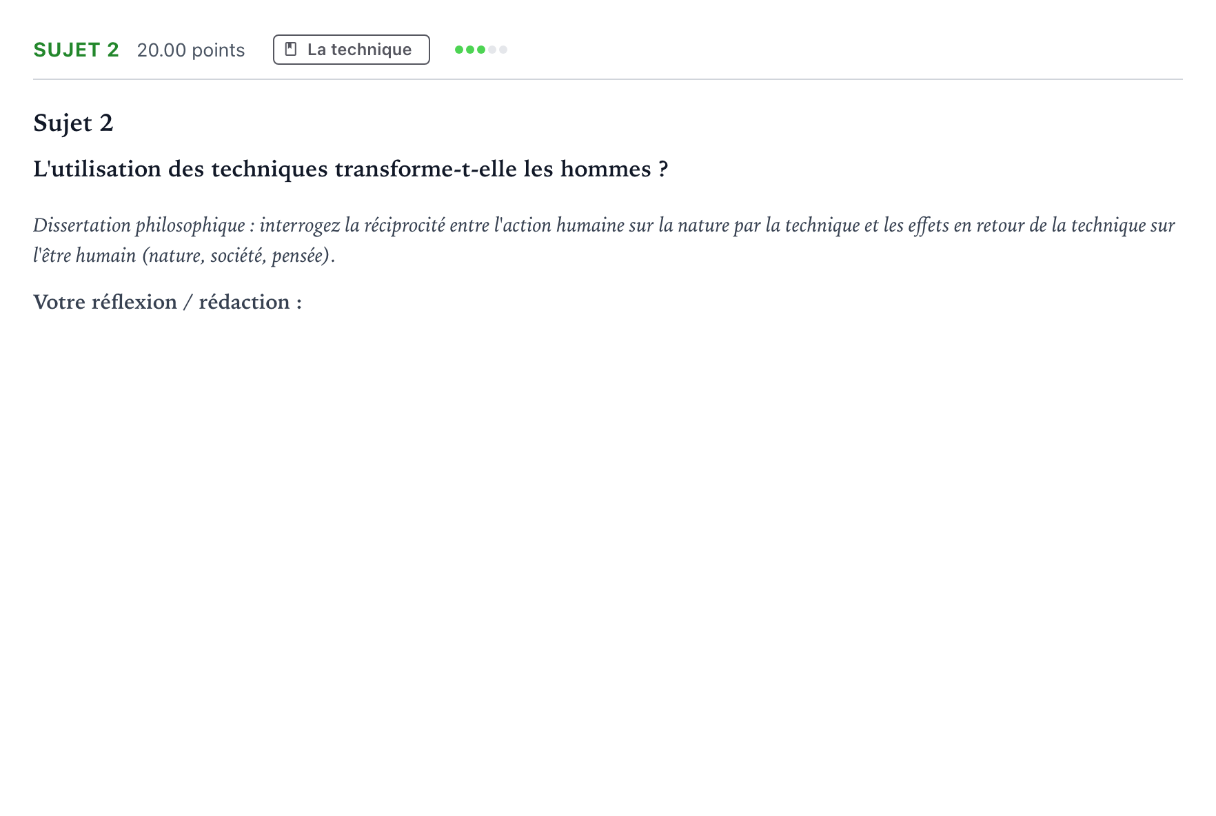 Énoncé: Sujet 2 · Bac STMG Philosophie Polynésie remplacement 2025