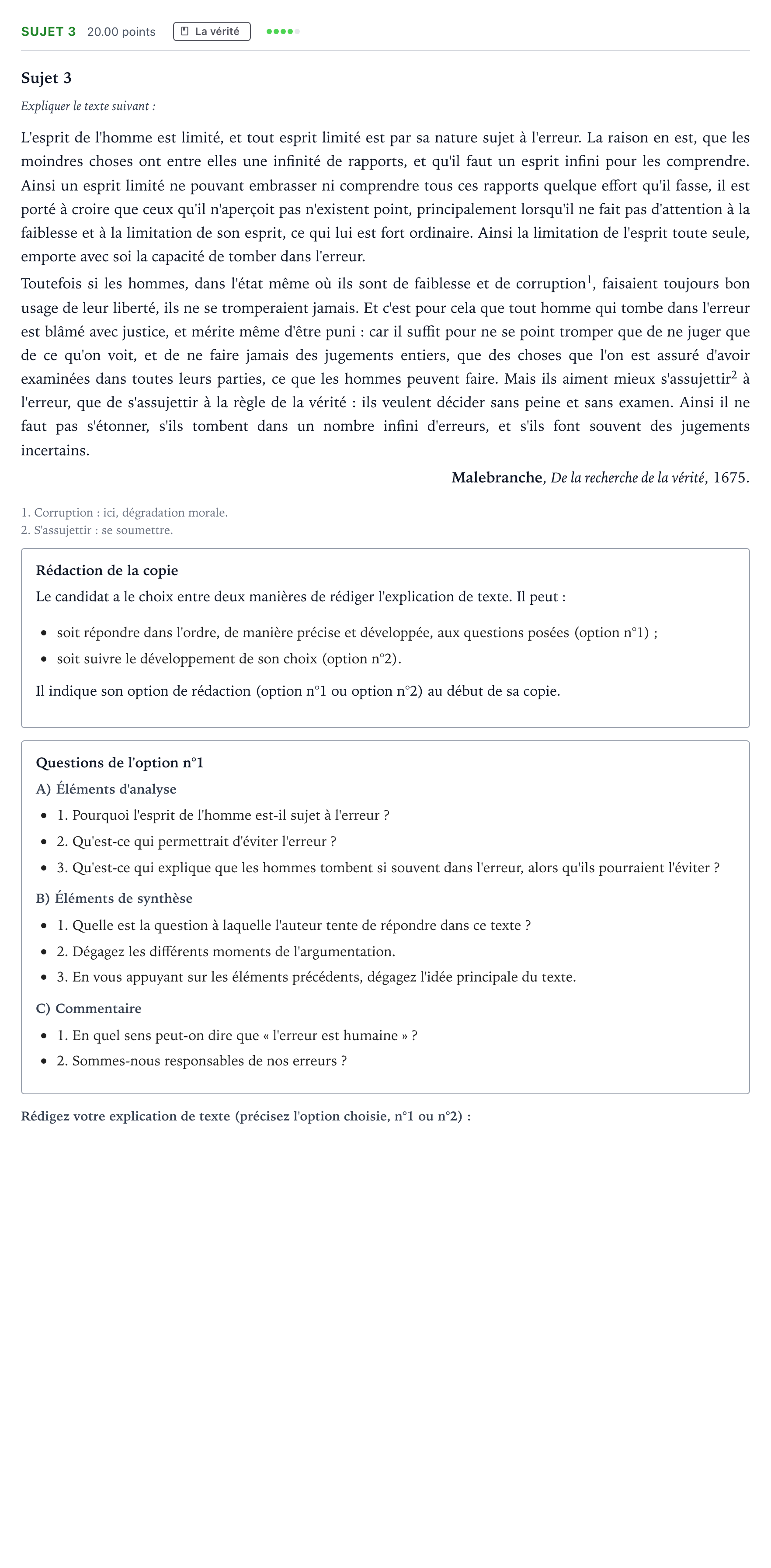 Énoncé: Sujet 3 · Bac STMG Philosophie Antilles-Guyane session normale 2026