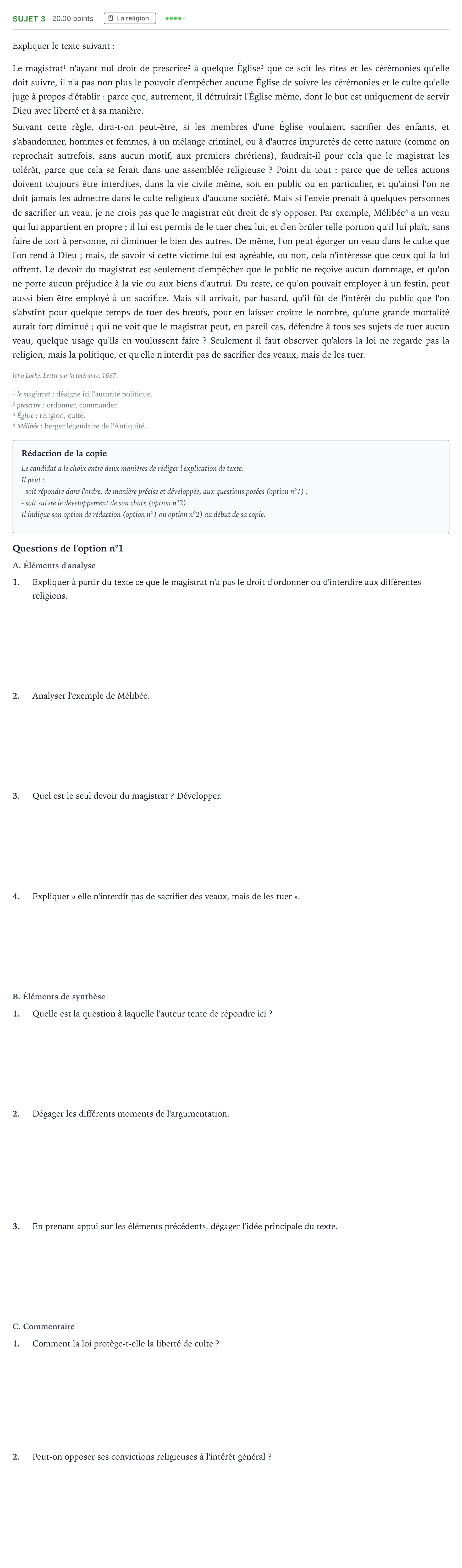 Énoncé: Sujet 3 · Bac STMG Philosophie Métropole Secours 2026