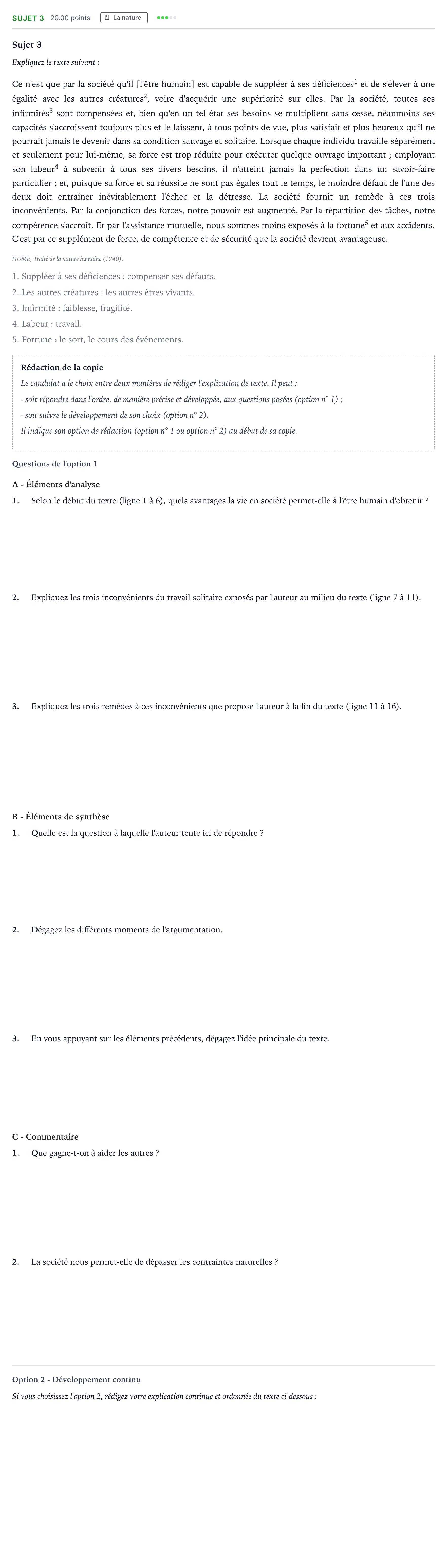 Énoncé: Sujet 3 · Bac STMG Philosophie Polynésie session normale 2026