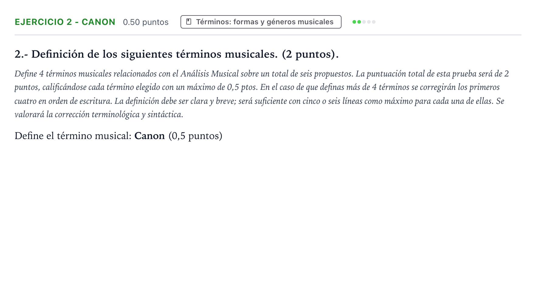 Enunciado: Ejercicio 2 - Canon · Análisis Musical II PAU País Vasco Extraordinaria 2026