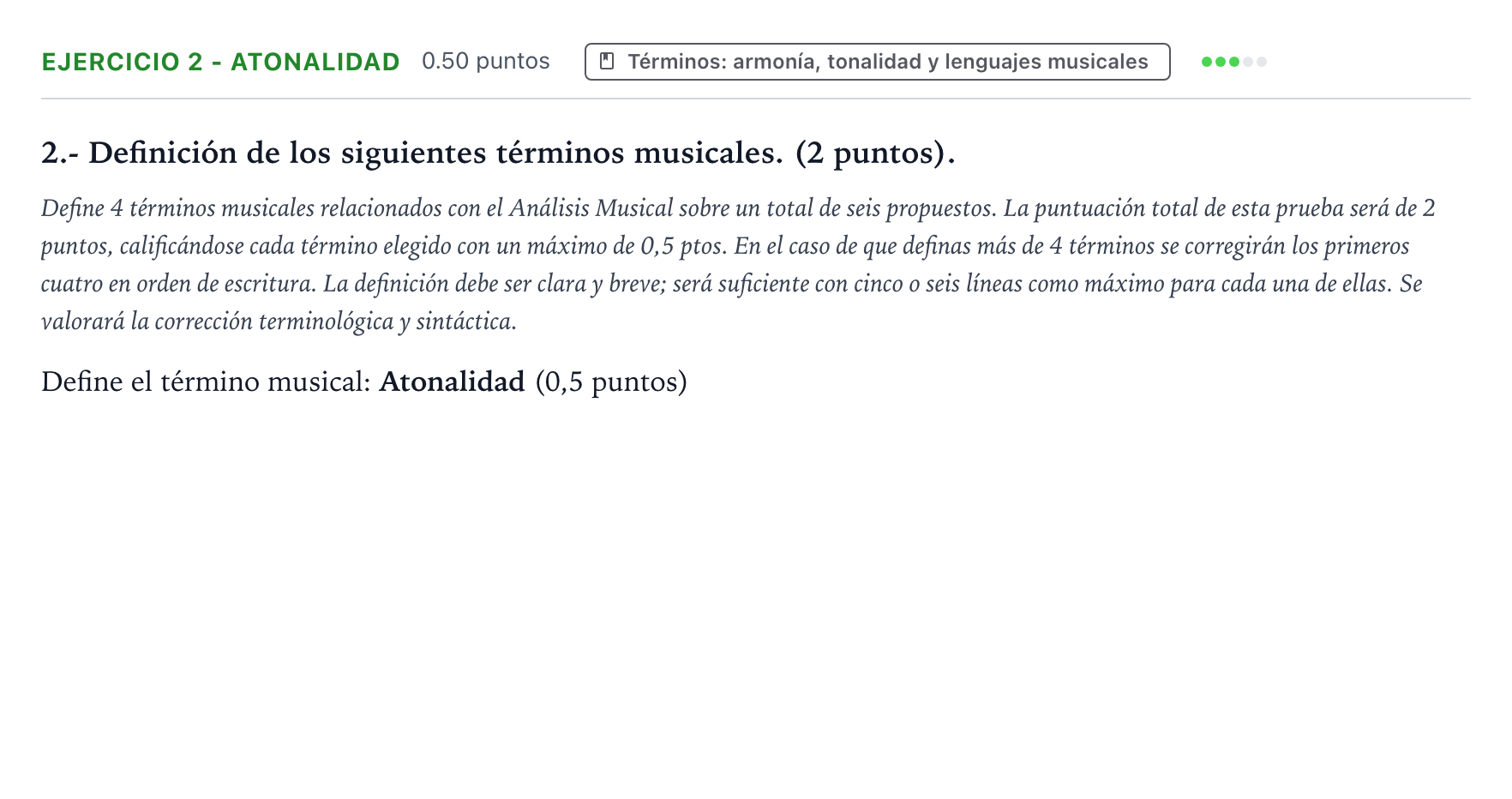 Enunciado: Ejercicio 2 - Atonalidad · Análisis Musical II PAU País Vasco Extraordinaria 2026