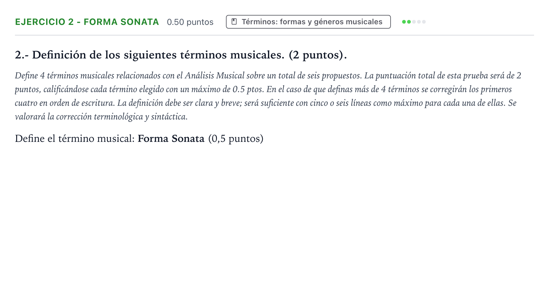 Enunciado: Ejercicio 2 - Forma Sonata · Análisis Musical II PAU País Vasco Ordinaria 2026