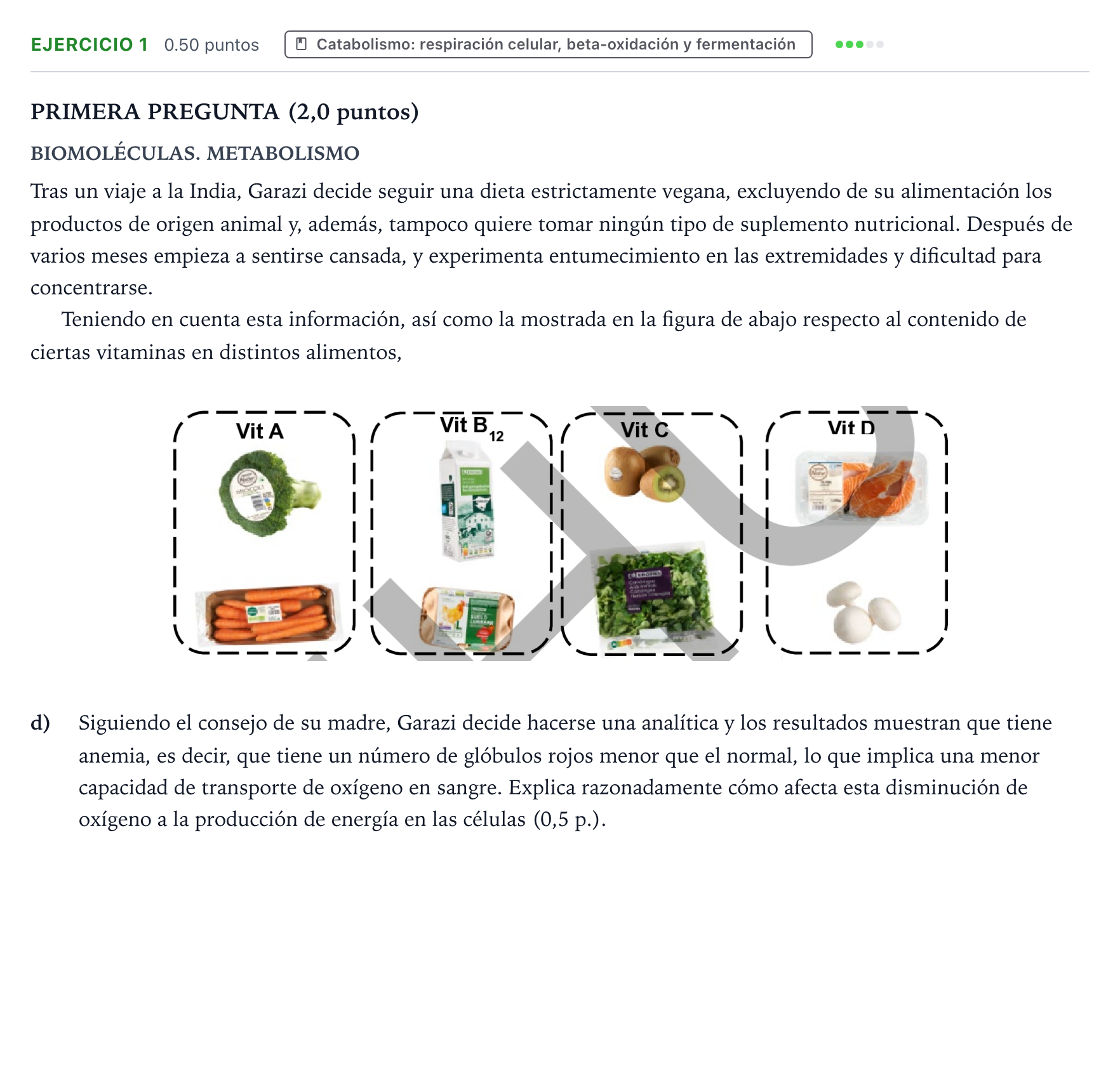 Enunciado: Ejercicio 1 - Catabolismo · Biología PAU País Vasco Extraordinaria 2026