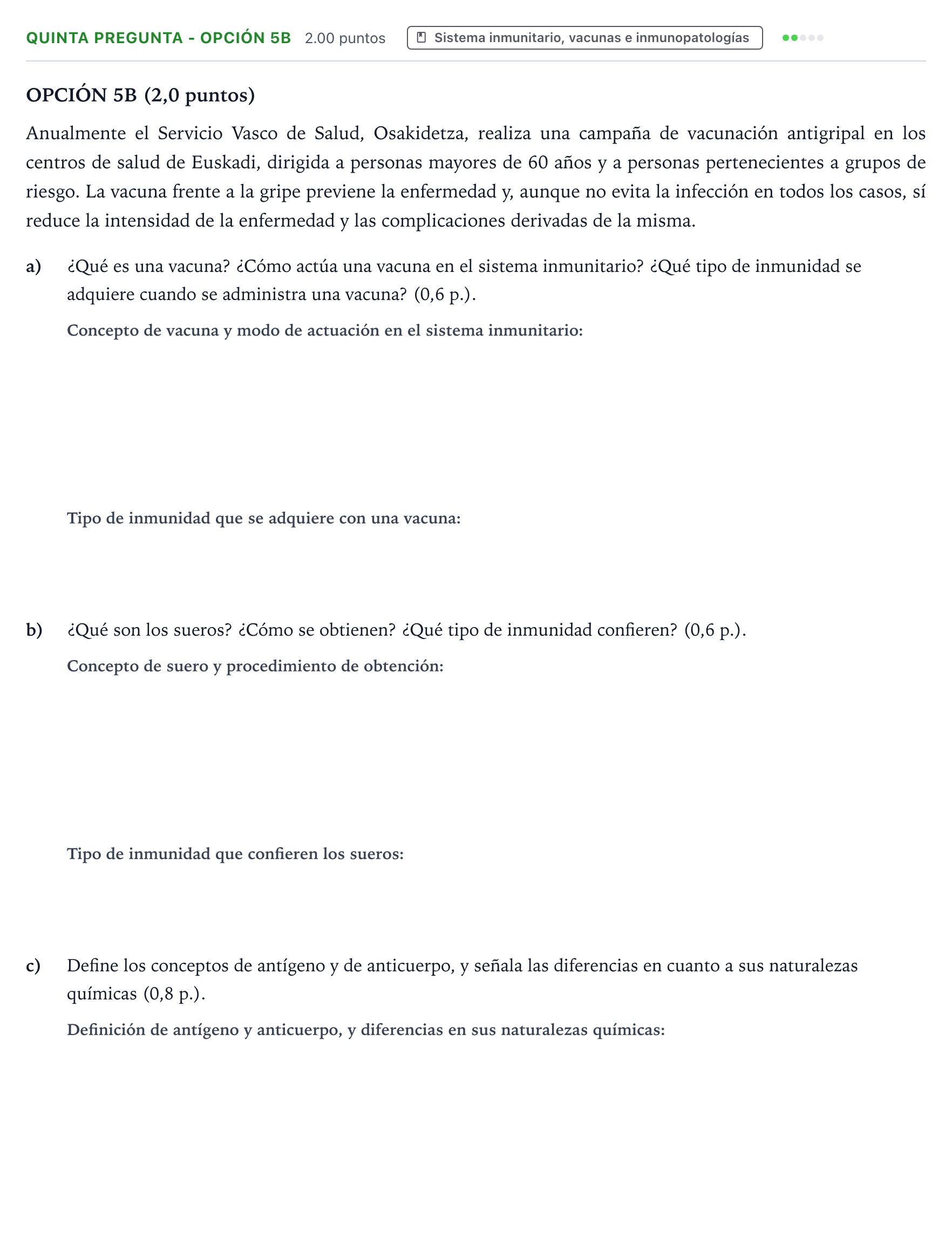 Enunciado: Ejercicio Quinta Pregunta - Opción 5B · Biología PAU País Vasco Extraordinaria 2026