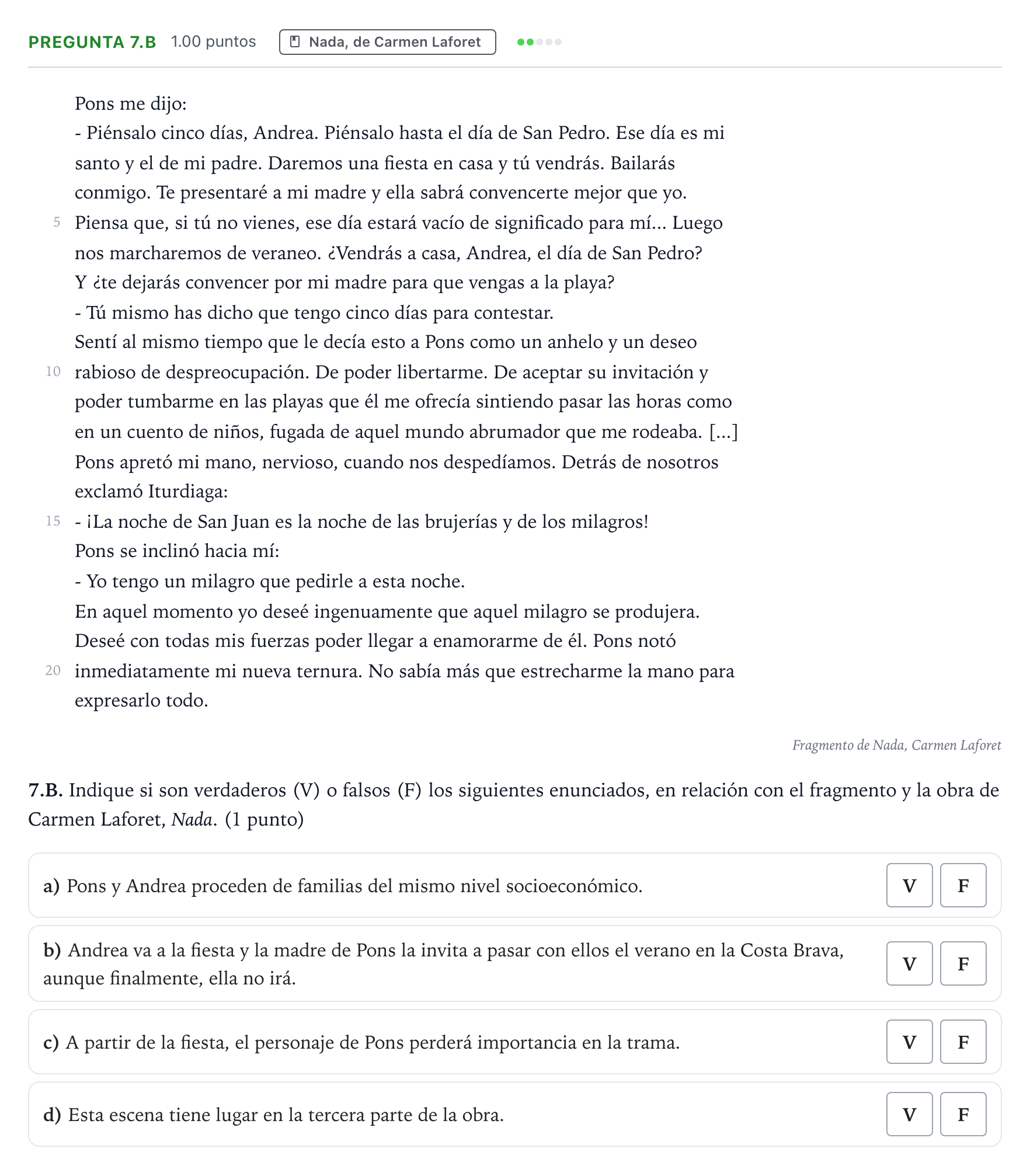 Enunciado: Pregunta 7.B · Lengua Castellana y Literatura II PAU País Vasco Extraordinaria 2026