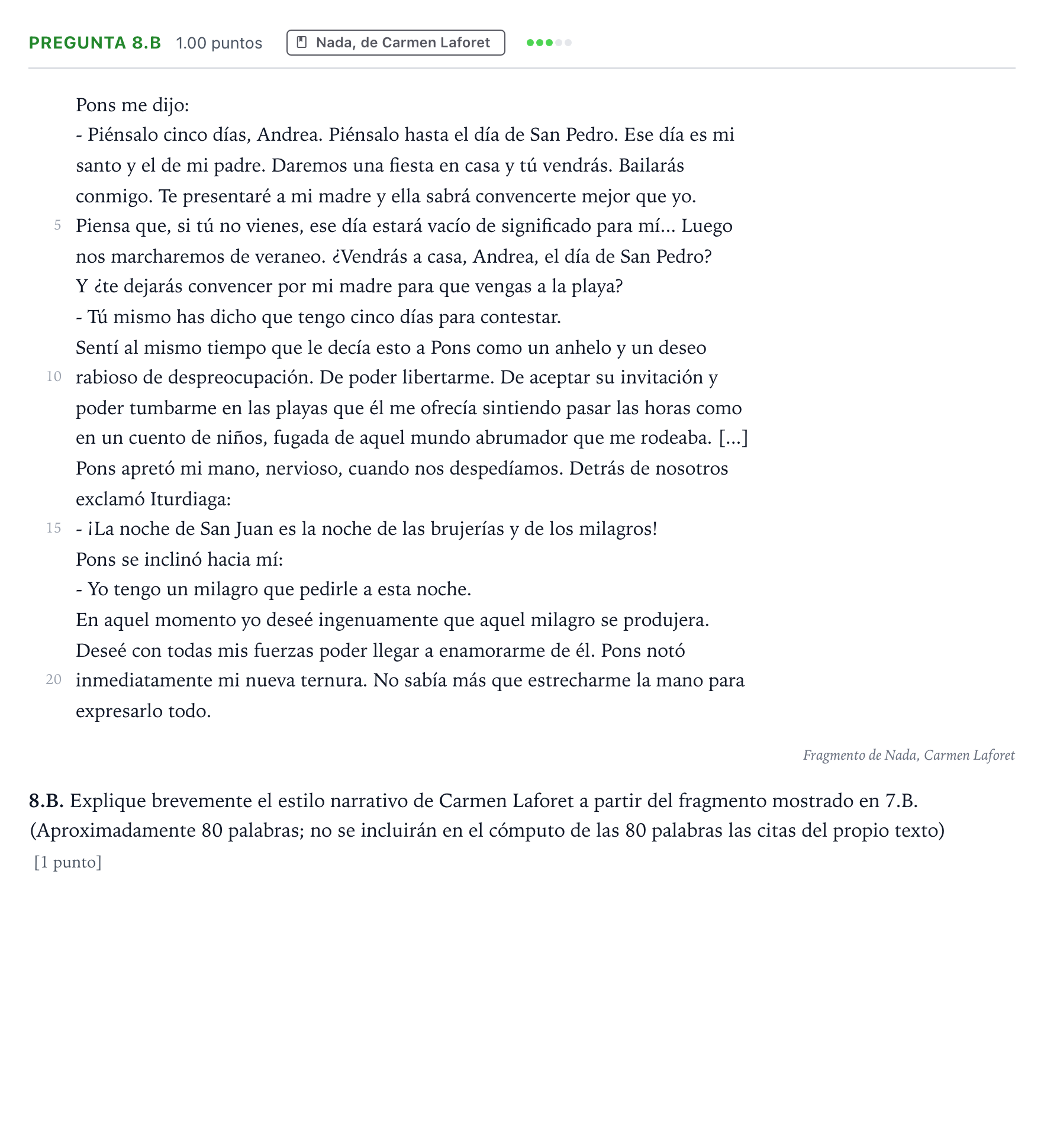 Enunciado: Pregunta 8.B · Lengua Castellana y Literatura II PAU País Vasco Extraordinaria 2026