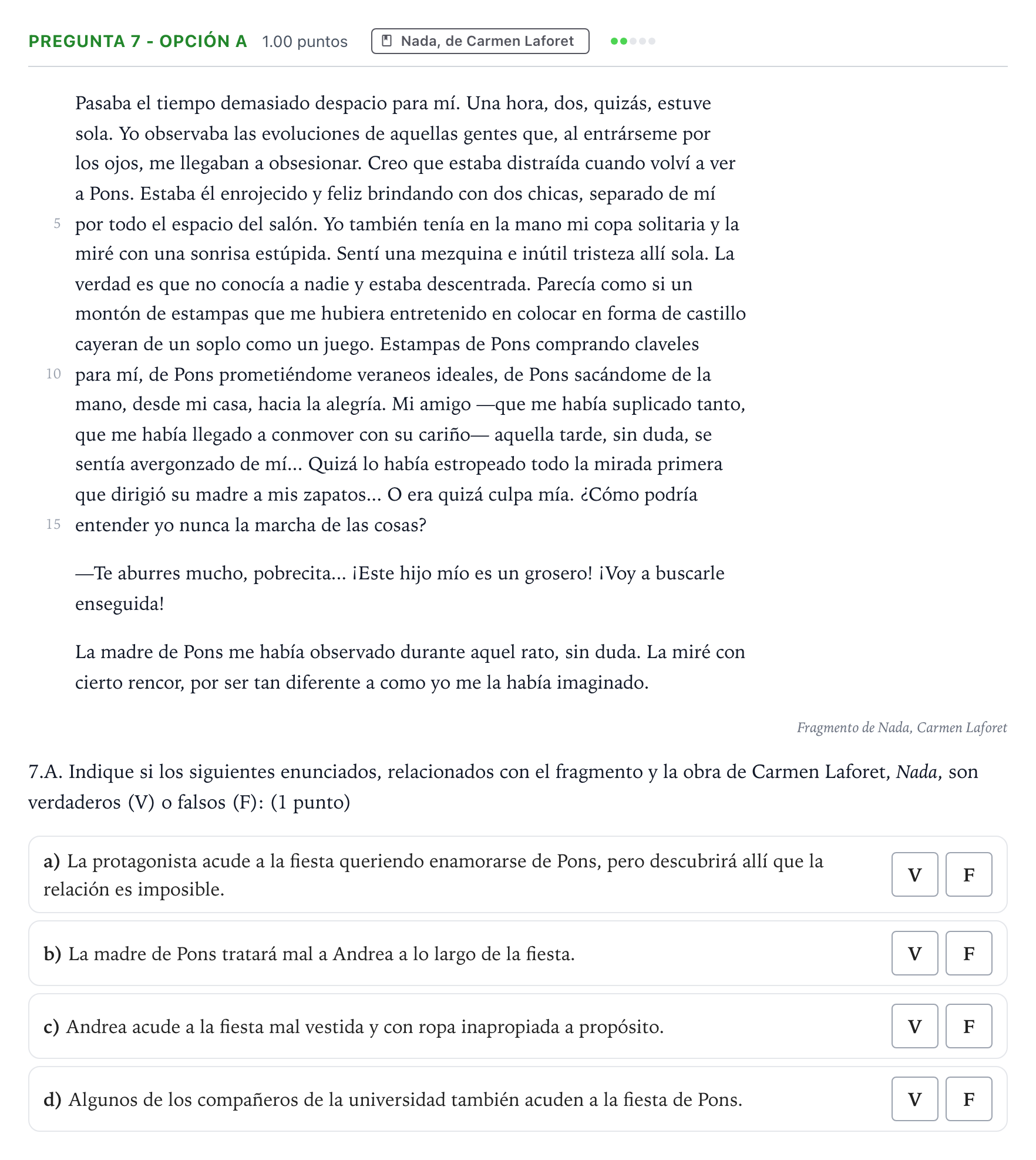 Enunciado: Pregunta 7 - Opción A · Lengua Castellana y Literatura II PAU País Vasco Ordinaria 2026