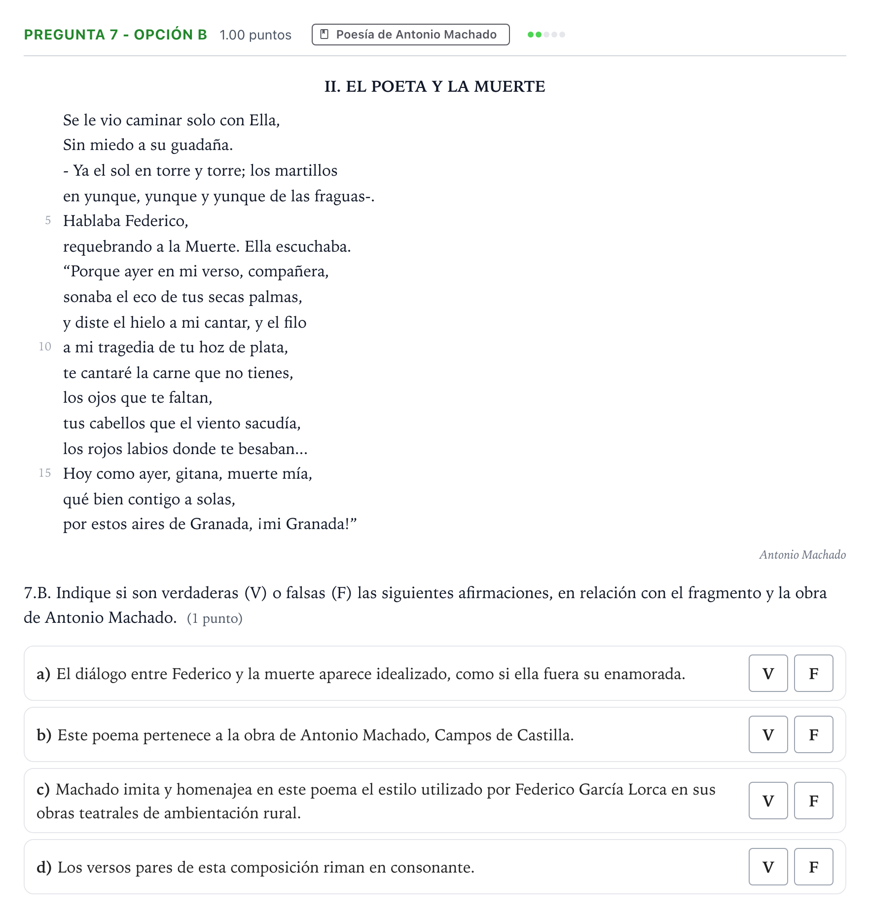 Enunciado: Pregunta 7 - Opción B · Lengua Castellana y Literatura II PAU País Vasco Ordinaria 2026