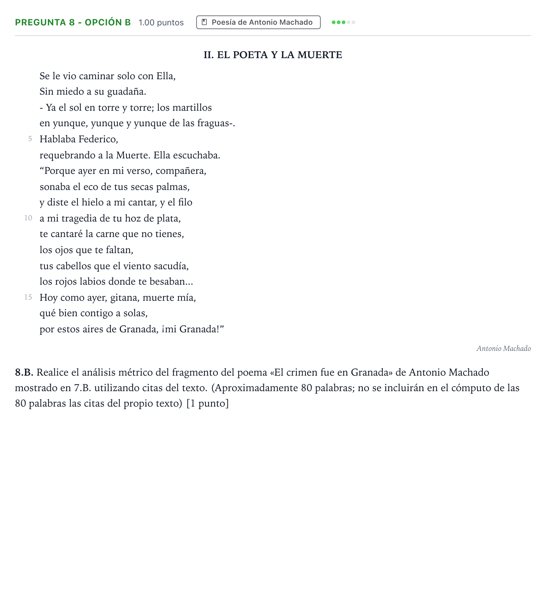 Enunciado: Pregunta 8 - Opción B · Lengua Castellana y Literatura II PAU País Vasco Ordinaria 2026