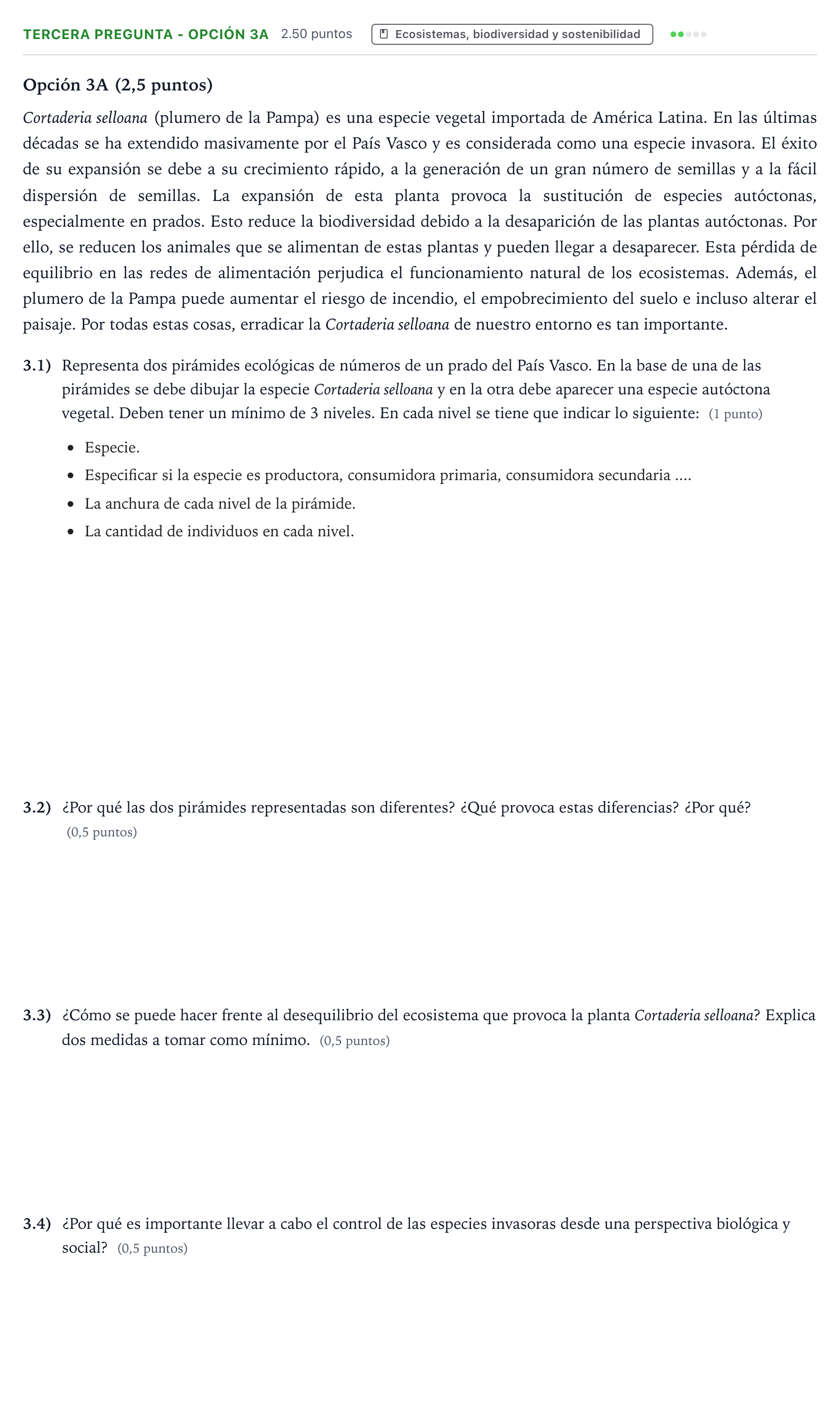 Enunciado: Ejercicio Tercera Pregunta - Opción 3A · Ciencias Generales PAU País Vasco Ordinaria 2026
