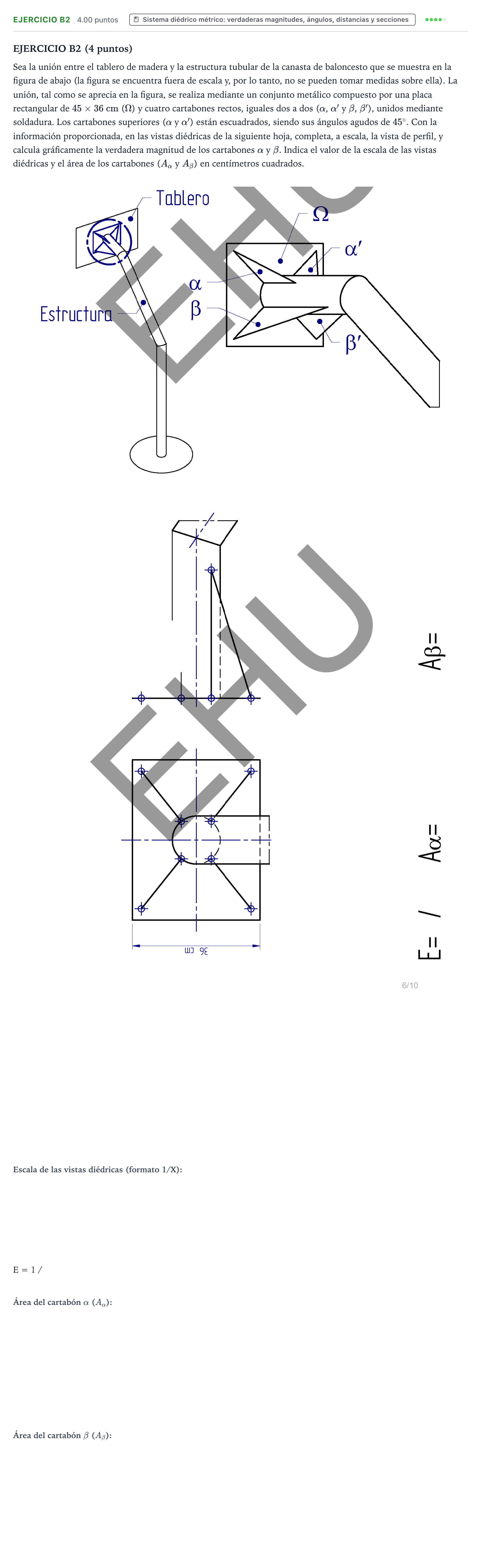 Enunciado: Ejercicio B2 · Dibujo técnico II PAU País Vasco Ordinaria 2026