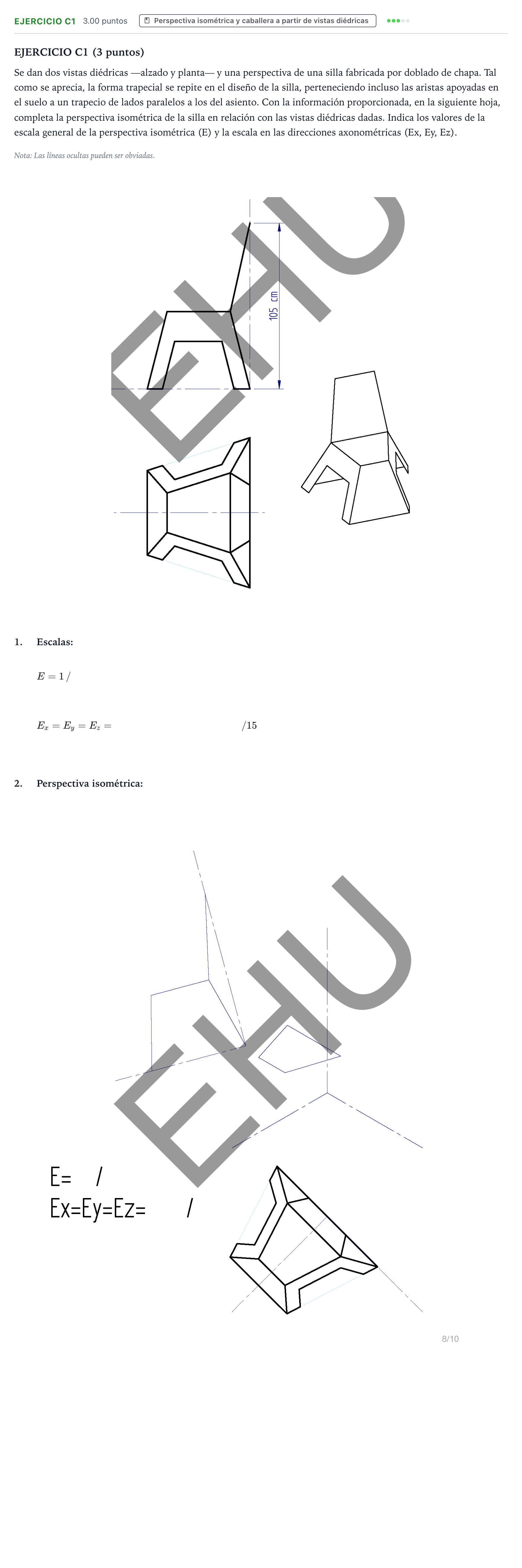 Enunciado: Ejercicio C1 · Dibujo técnico II PAU País Vasco Ordinaria 2026