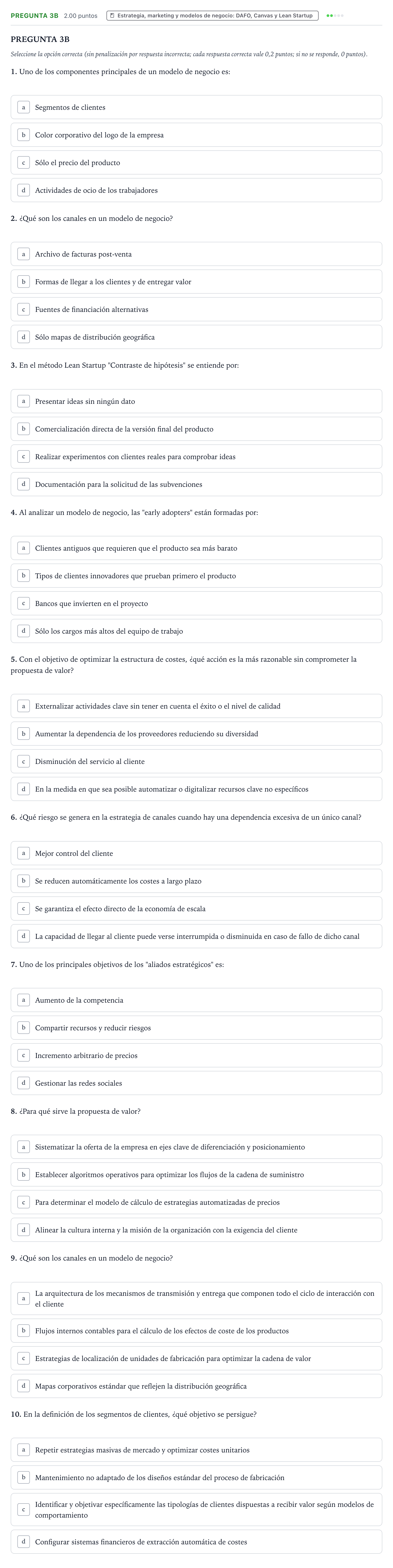 Enunciado: PREGUNTA 3B · Empresa y Diseño de Modelos de Negocio PAU País Vasco Extraordinaria 2026