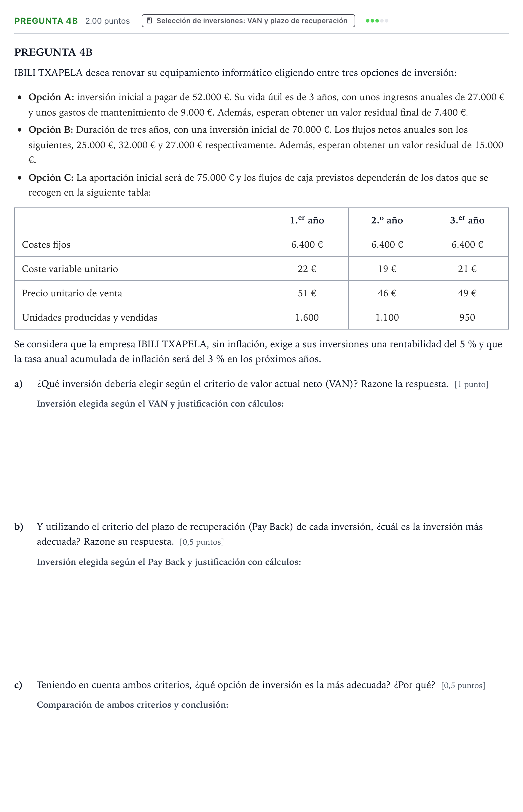 Enunciado: Pregunta 4B · Empresa y Diseño de Modelos de Negocio PAU País Vasco Ordinaria 2026