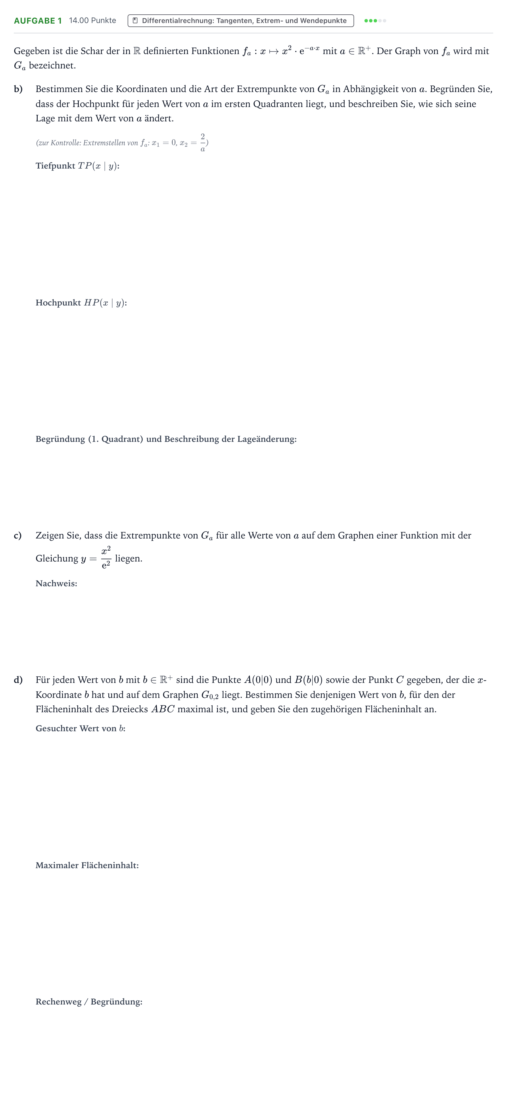 Aufgabenstellung: Aufgabe 1 - Differentialrechnung · Abitur NRW Mathematik LK · Teil B · Analysis (CAS) 2017