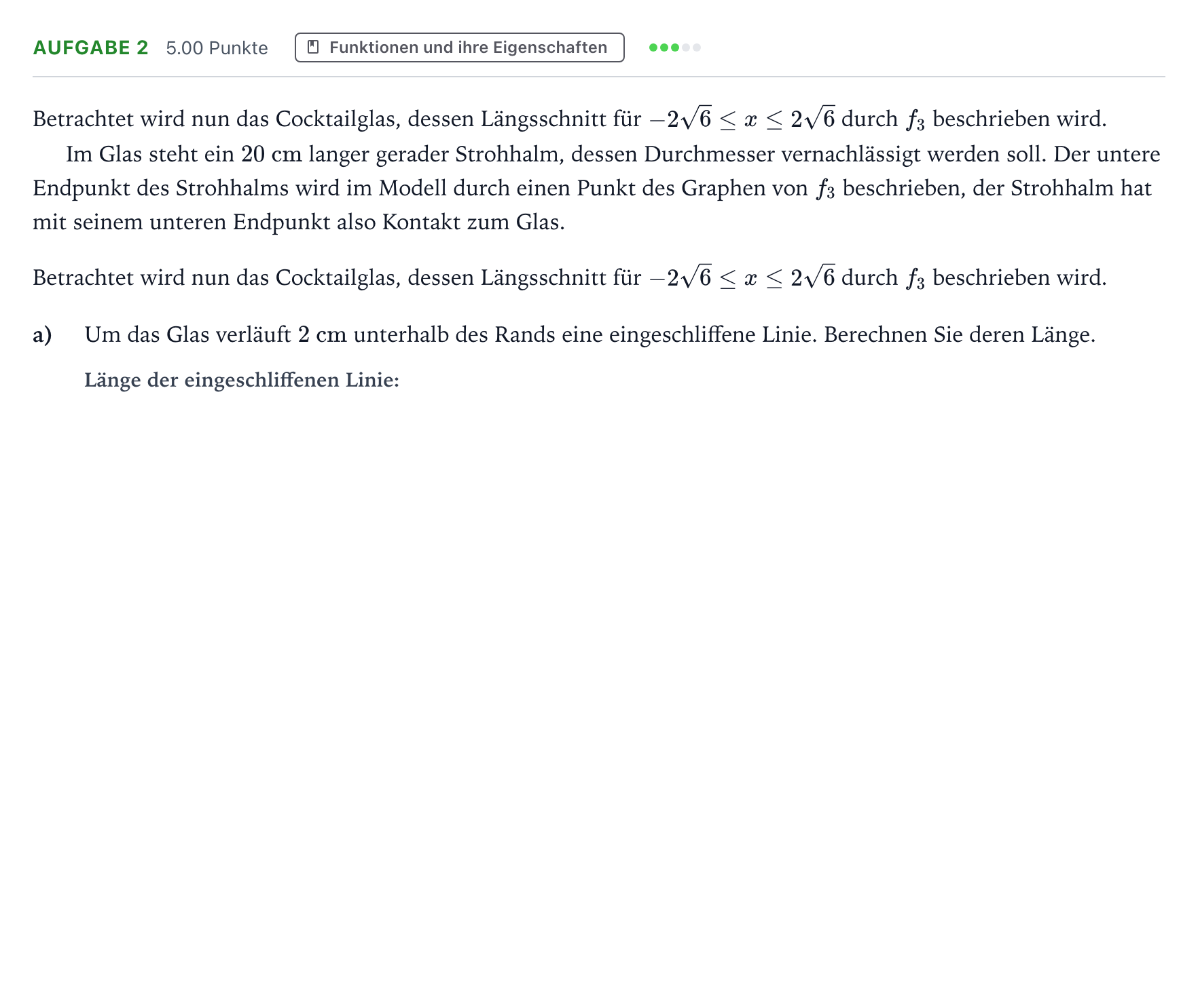 Aufgabenstellung: Aufgabe 2 - Funktionen und ihre Eigenschaften · Abitur NRW Mathematik LK · Teil B · Analysis (CAS) 2017