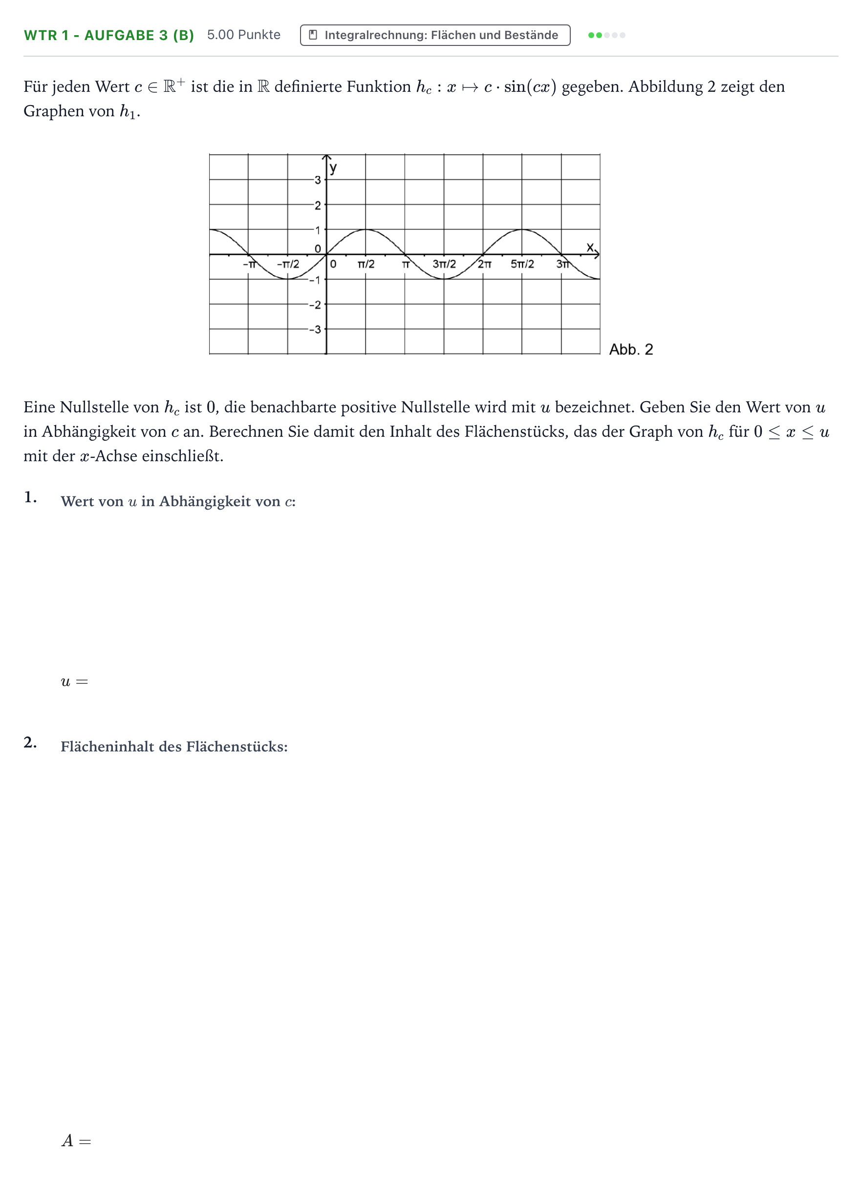 Aufgabenstellung: Aufgabe WTR 1 - Aufgabe 3 (b) · Abitur NRW Mathematik LK · Teil B · Analysis (WTR) 2017