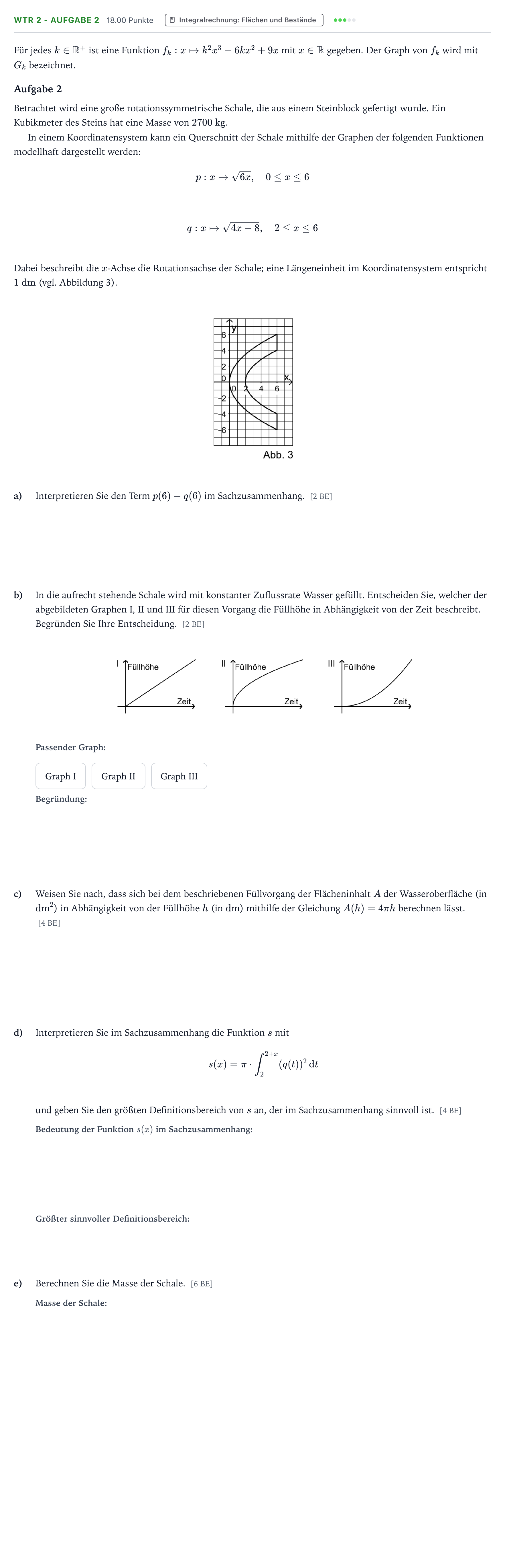 Aufgabenstellung: Aufgabe WTR 2 - Aufgabe 2 · Abitur NRW Mathematik LK · Teil B · Analysis (WTR) 2017