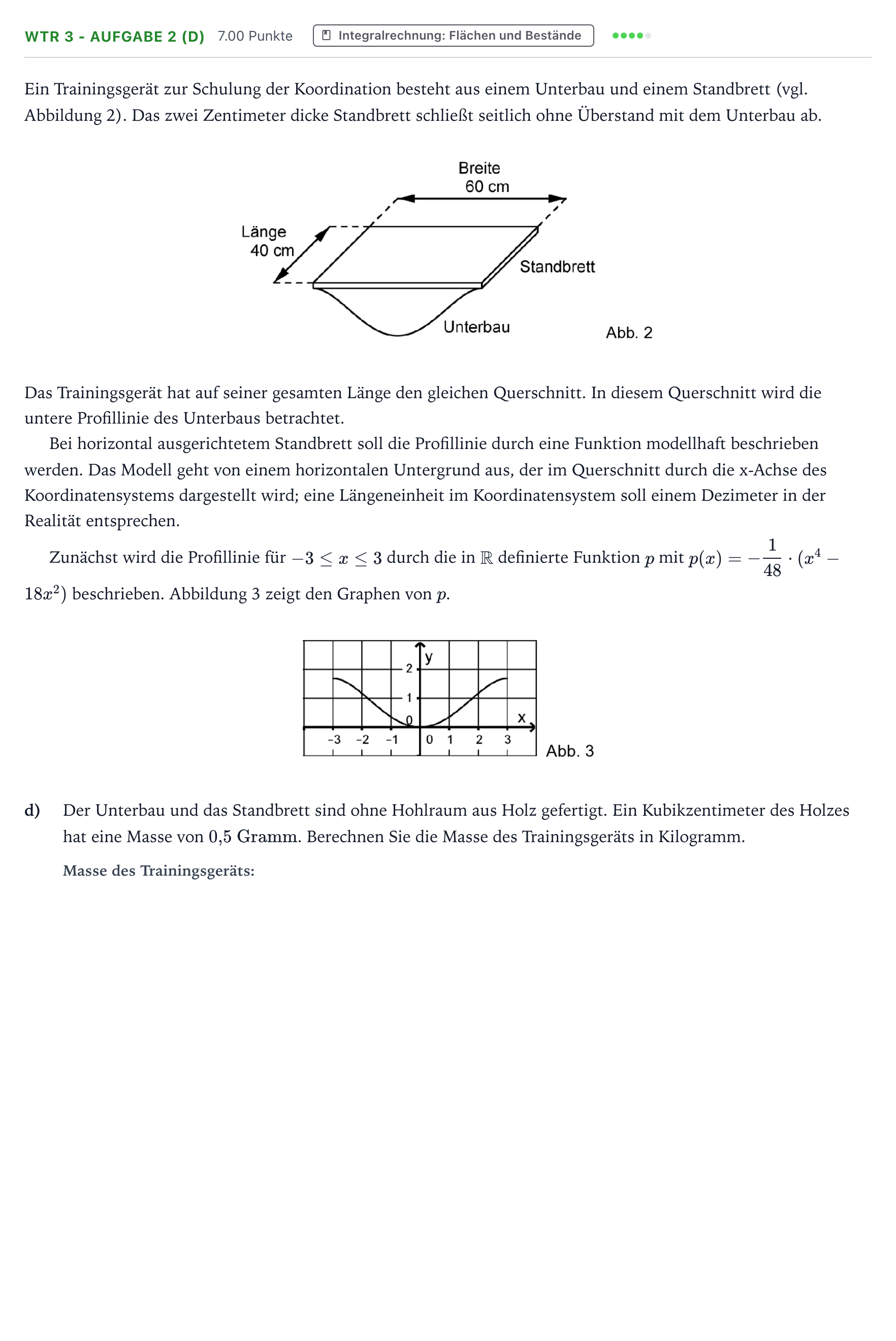 Aufgabenstellung: Aufgabe WTR 3 - Aufgabe 2 (d) · Abitur NRW Mathematik LK · Teil B · Analysis (WTR) 2017