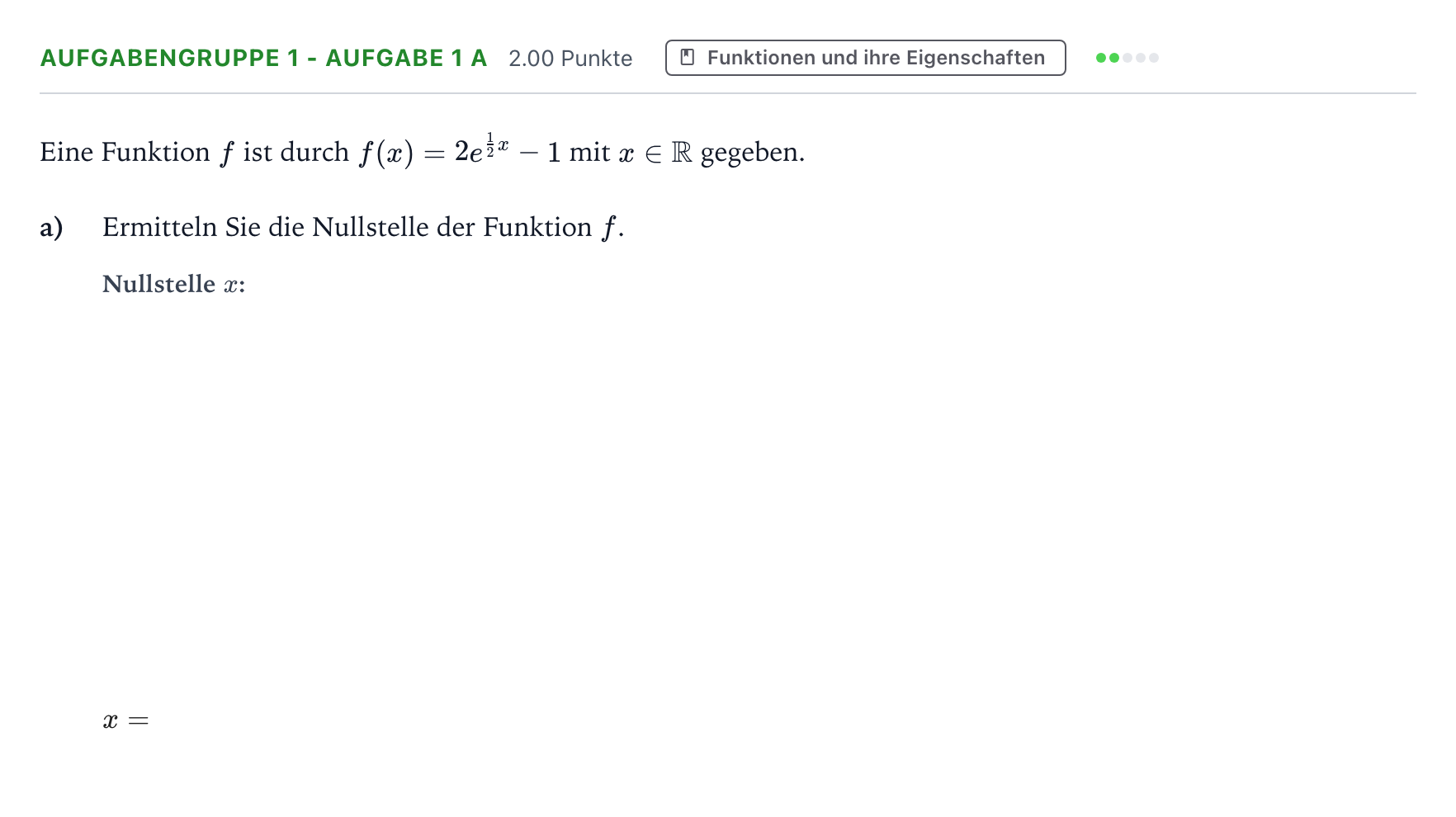 Aufgabenstellung: Aufgabengruppe 1 - Aufgabe 1 a · Abitur NRW Mathematik LK · Teil A · Analysis 2017