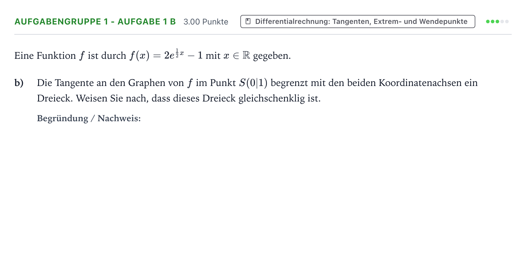 Aufgabenstellung: Aufgabengruppe 1 - Aufgabe 1 b · Abitur NRW Mathematik LK · Teil A · Analysis 2017