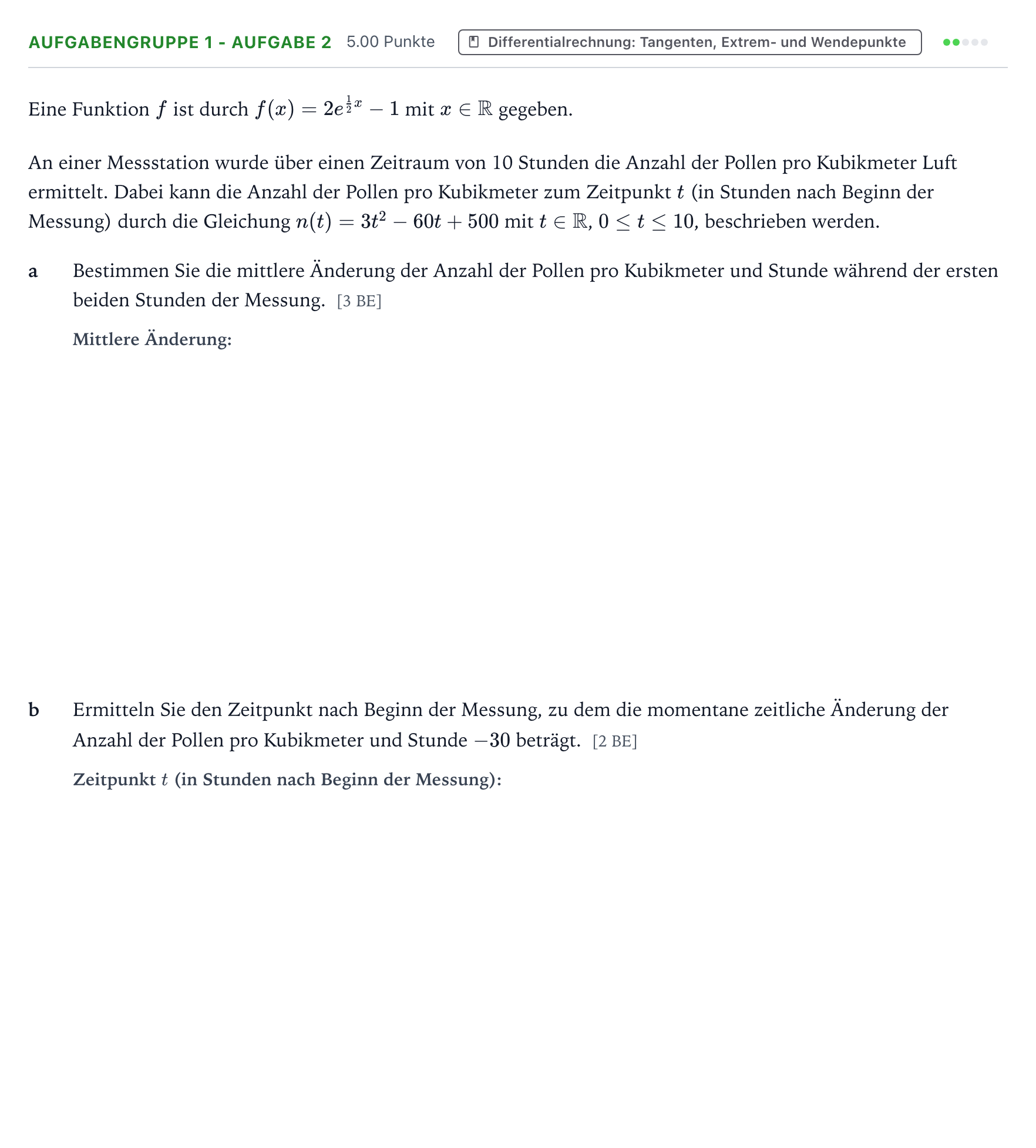 Aufgabenstellung: Aufgabengruppe 1 - Aufgabe 2 · Abitur NRW Mathematik LK · Teil A · Analysis 2017