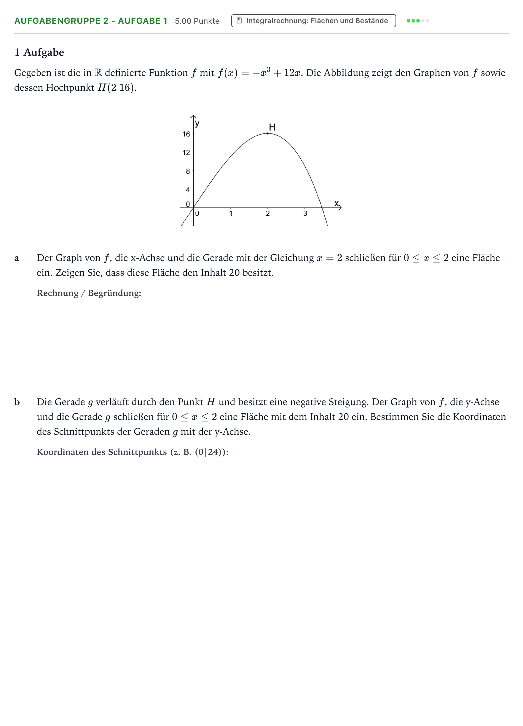 Aufgabenstellung: Aufgabengruppe 2 - Aufgabe 1 · Abitur NRW Mathematik LK · Teil A · Analysis 2017