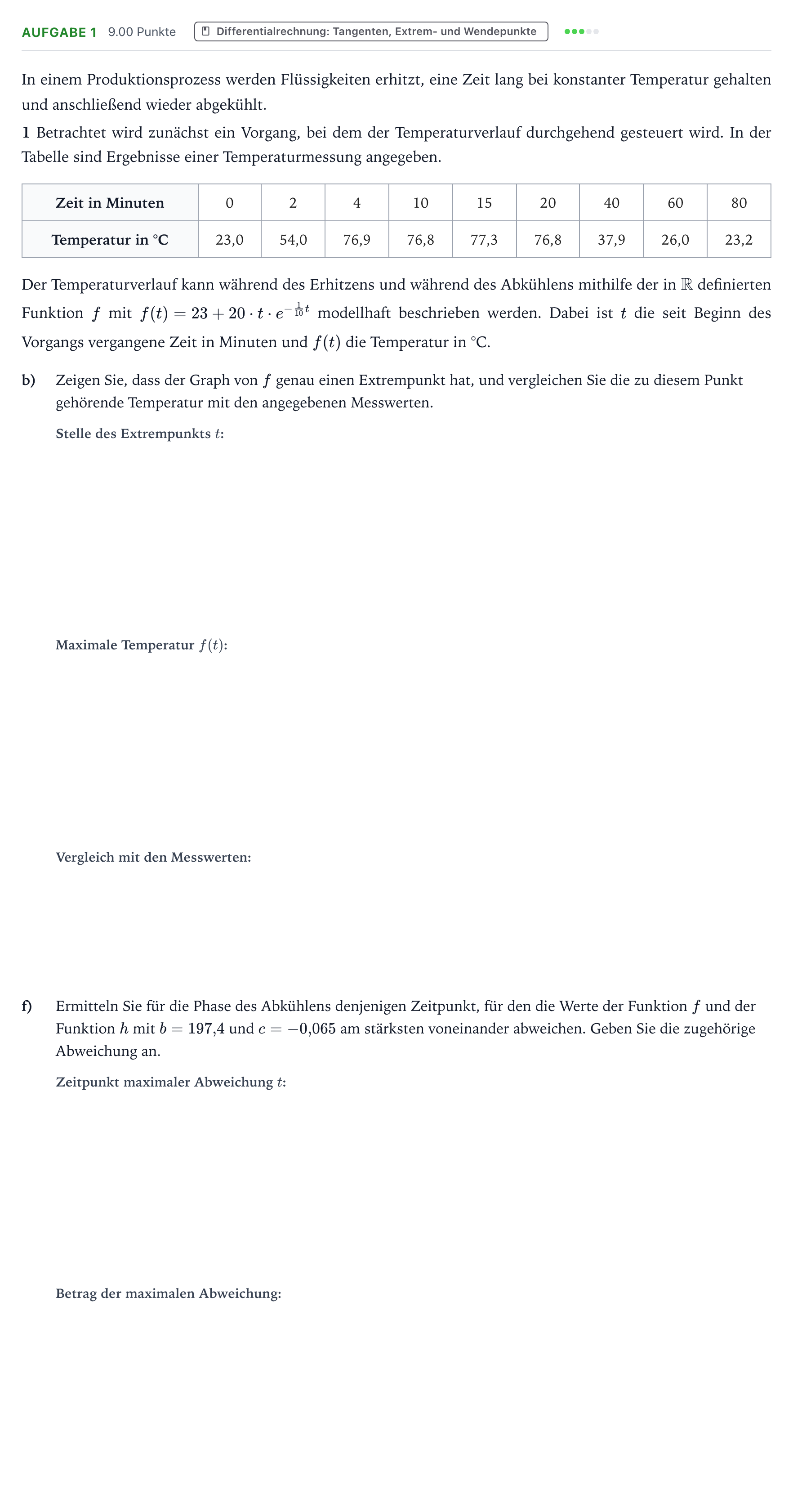 Aufgabenstellung: Aufgabe 1 - Differentialrechnung · Abitur NRW Mathematik GK · Teil B · Analysis (CAS) 2017