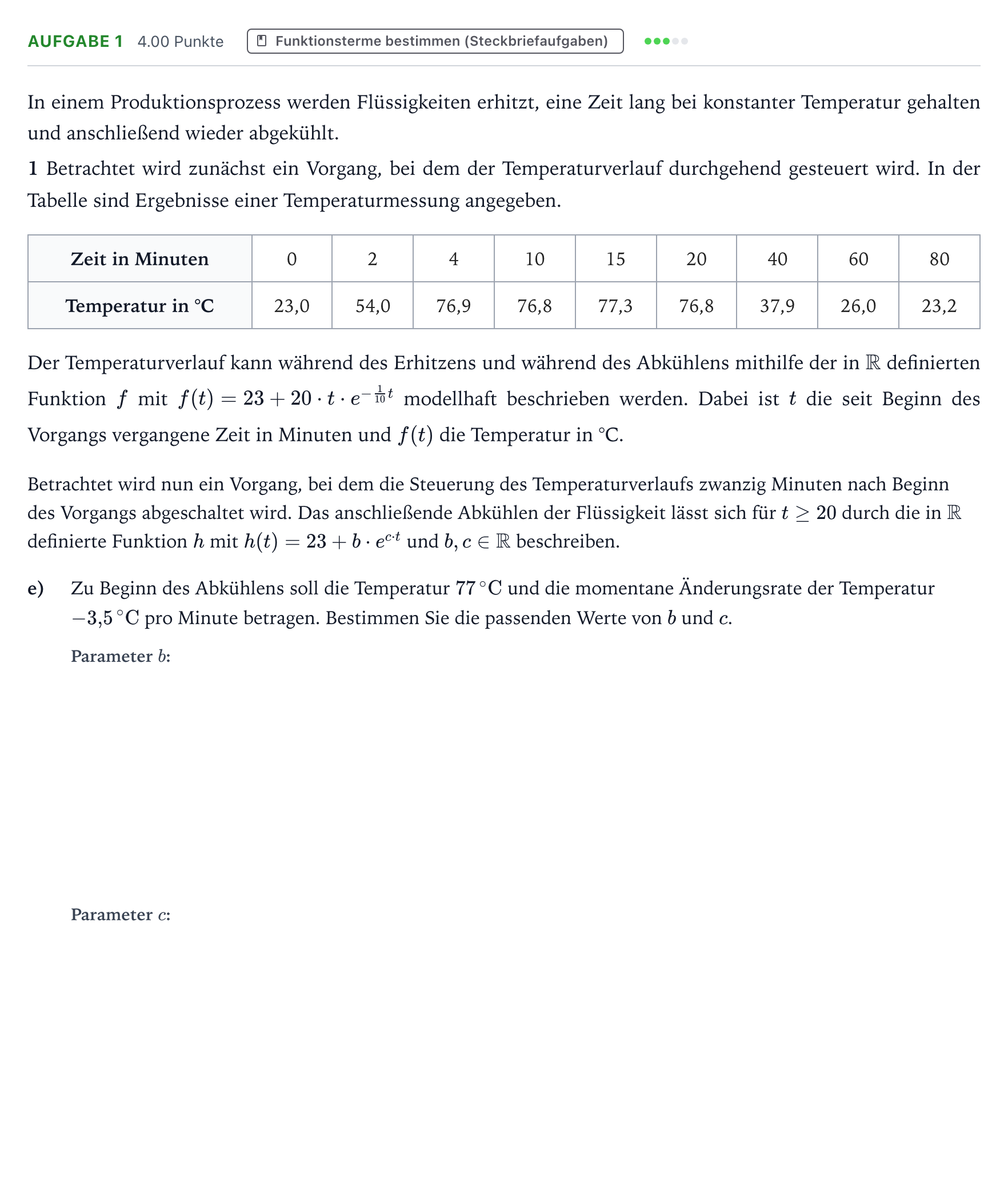 Aufgabenstellung: Aufgabe 1 - Funktionsterme bestimmen · Abitur NRW Mathematik GK · Teil B · Analysis (CAS) 2017