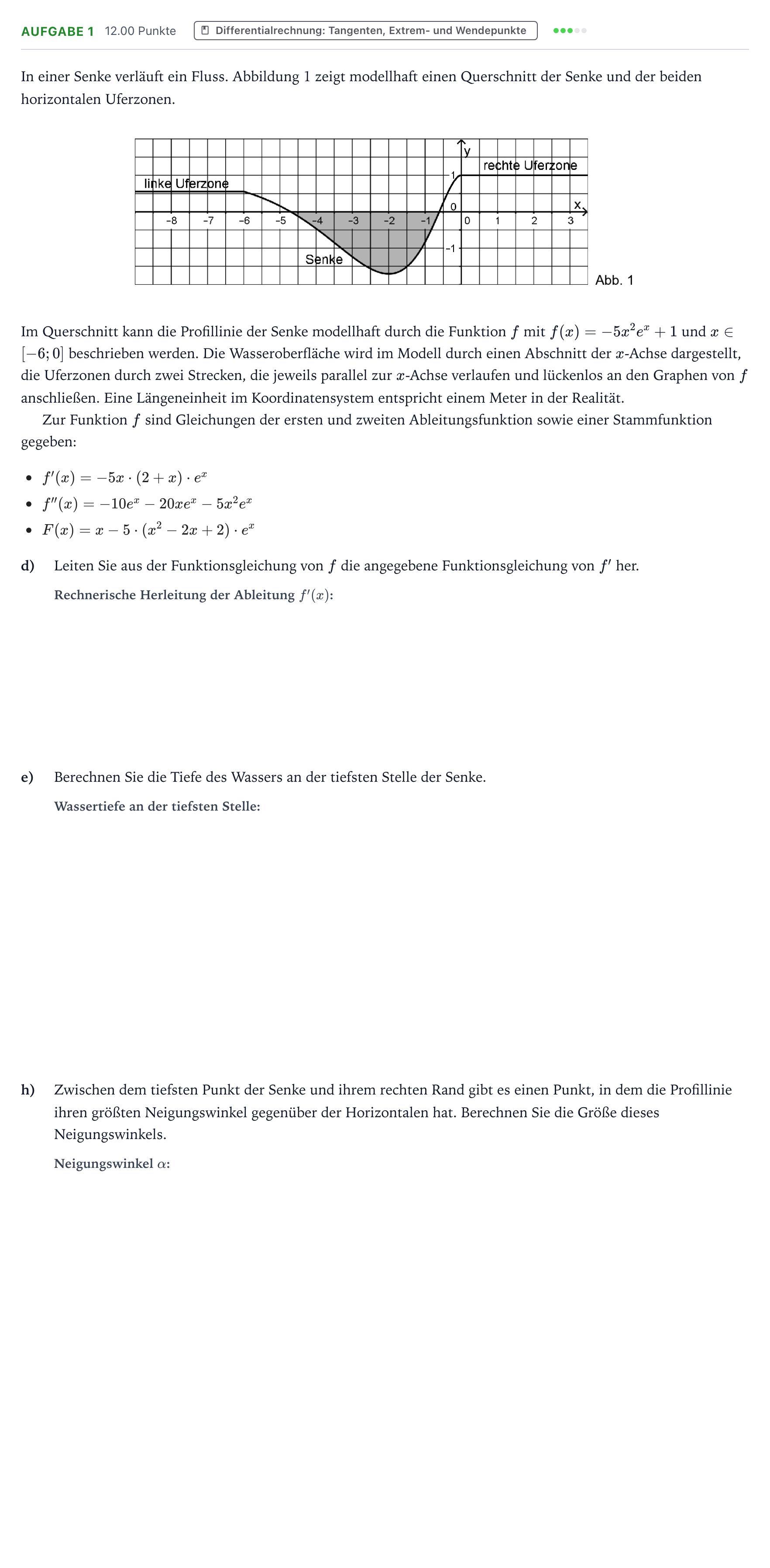 Aufgabenstellung: Aufgabe 1 - Differentialrechnung · Abitur NRW Mathematik GK · Teil B · Analysis (WTR) 2017
