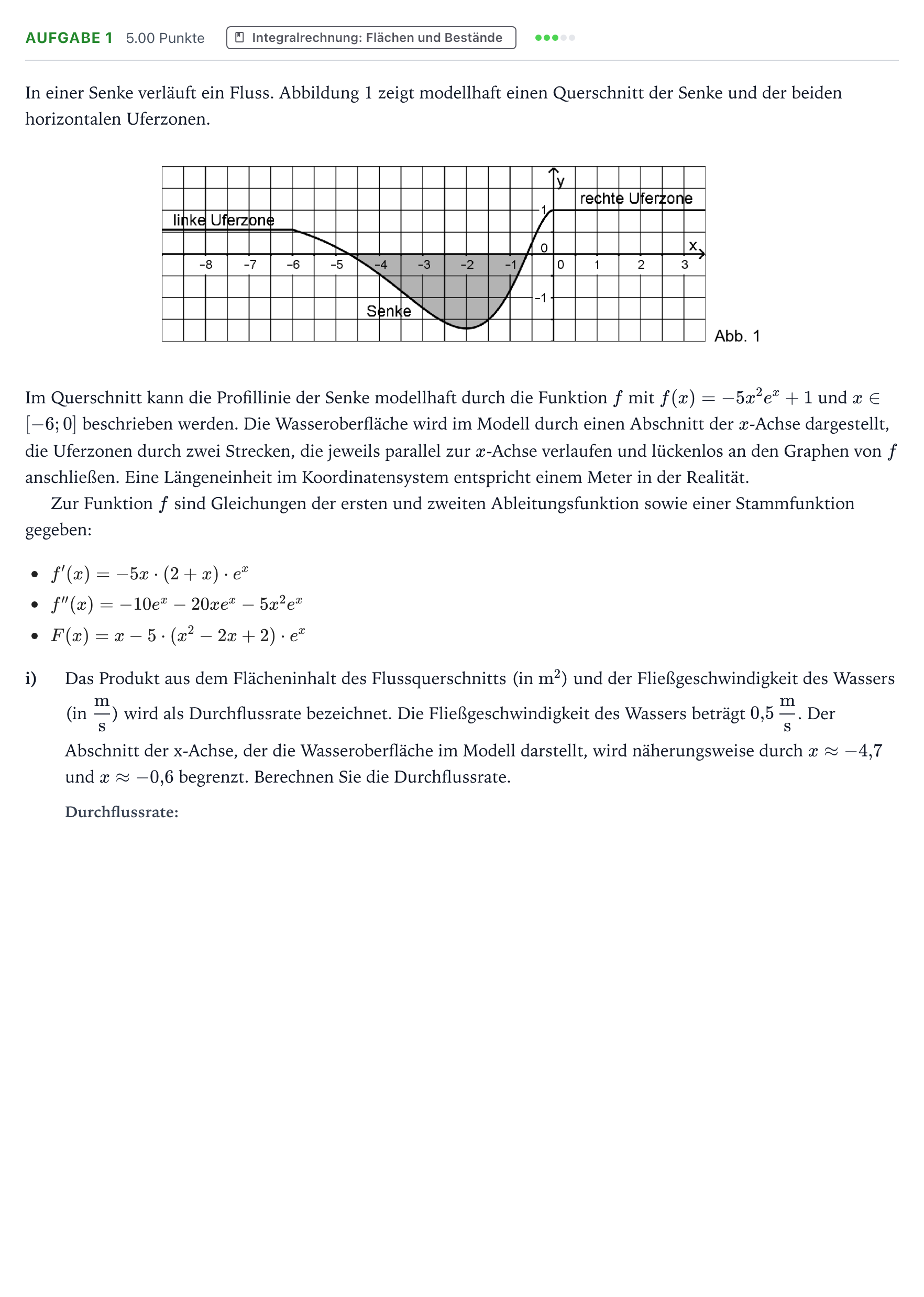 Aufgabenstellung: Aufgabe 1 - Integralrechnung · Abitur NRW Mathematik GK · Teil B · Analysis (WTR) 2017