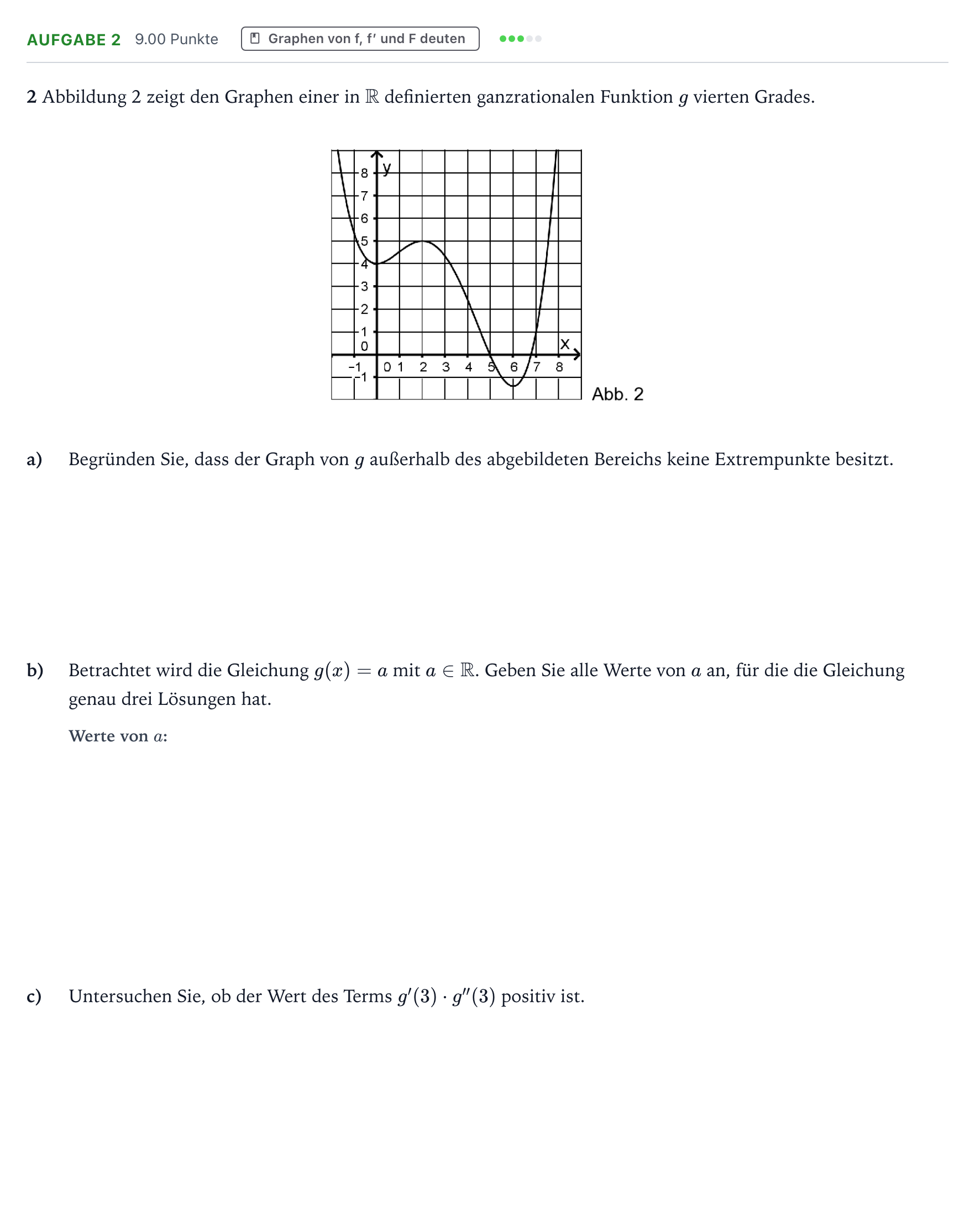 Aufgabenstellung: Aufgabe 2 · Abitur NRW Mathematik GK · Teil B · Analysis (WTR) 2017