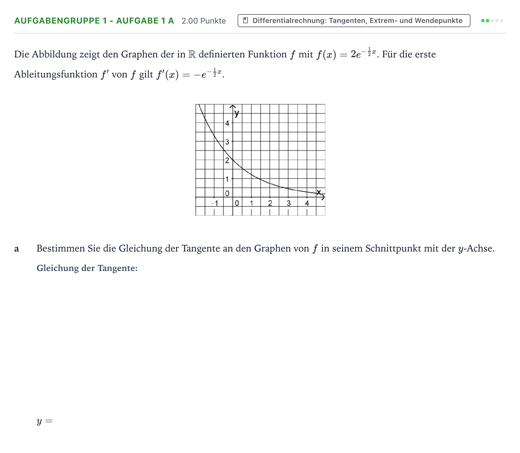 Aufgabenstellung: Aufgabengruppe 1 - Aufgabe 1 a · Abitur NRW Mathematik GK · Teil A · Analysis 2017